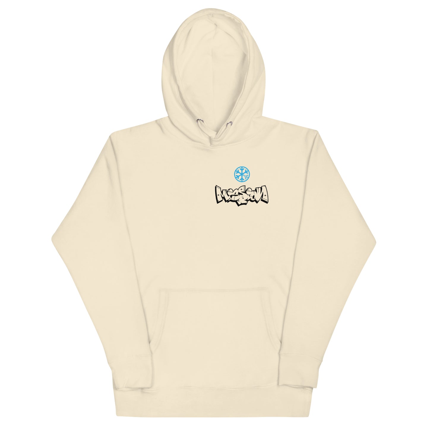 Beige-Mission Graffiti Character Hoodie from B.Different Clothing, front view, graffiti-inspired streetwear
