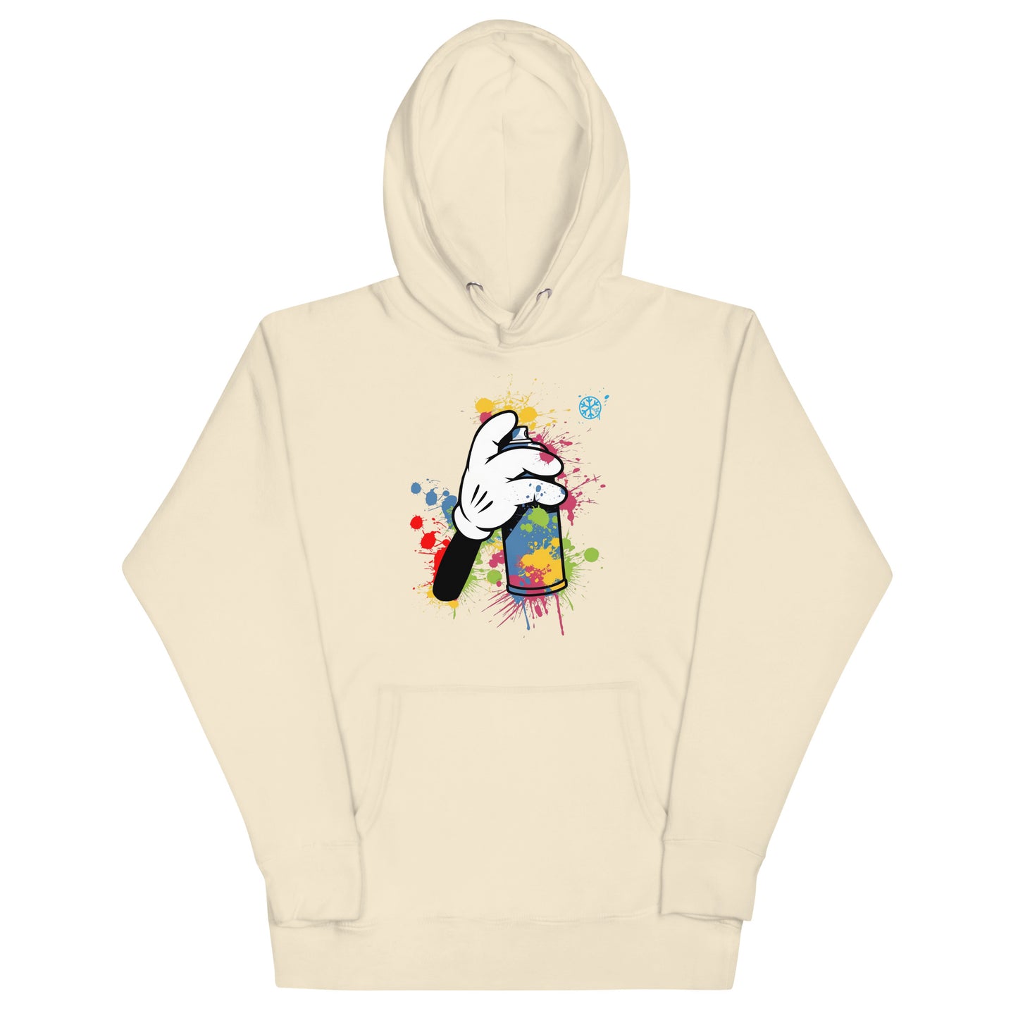 Beige-Hand Spray Can Graffiti Hoodie from B.Different Clothing, front view, graffiti-inspired streetwear