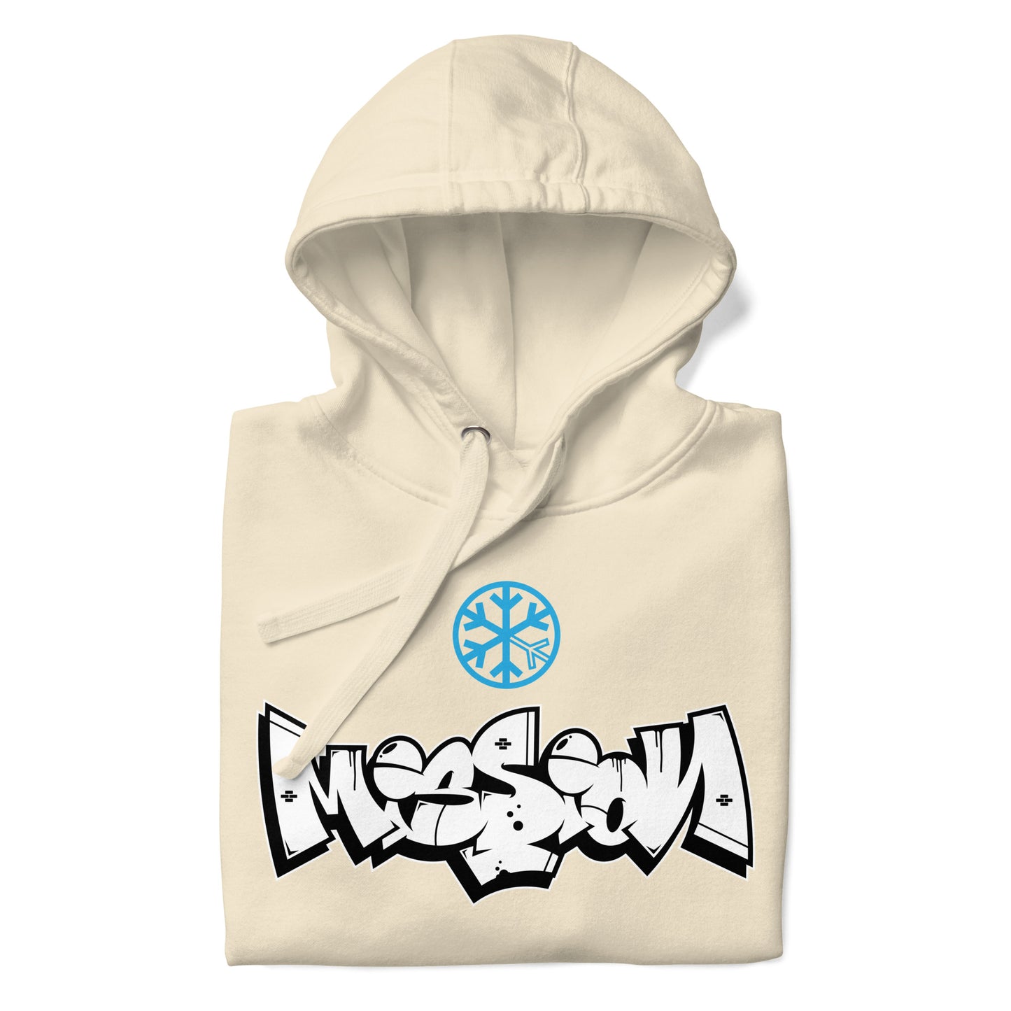 Beige-Mission Graffiti Piece Hoodie from B.Different Clothing, folded, graffiti-inspired streetwear