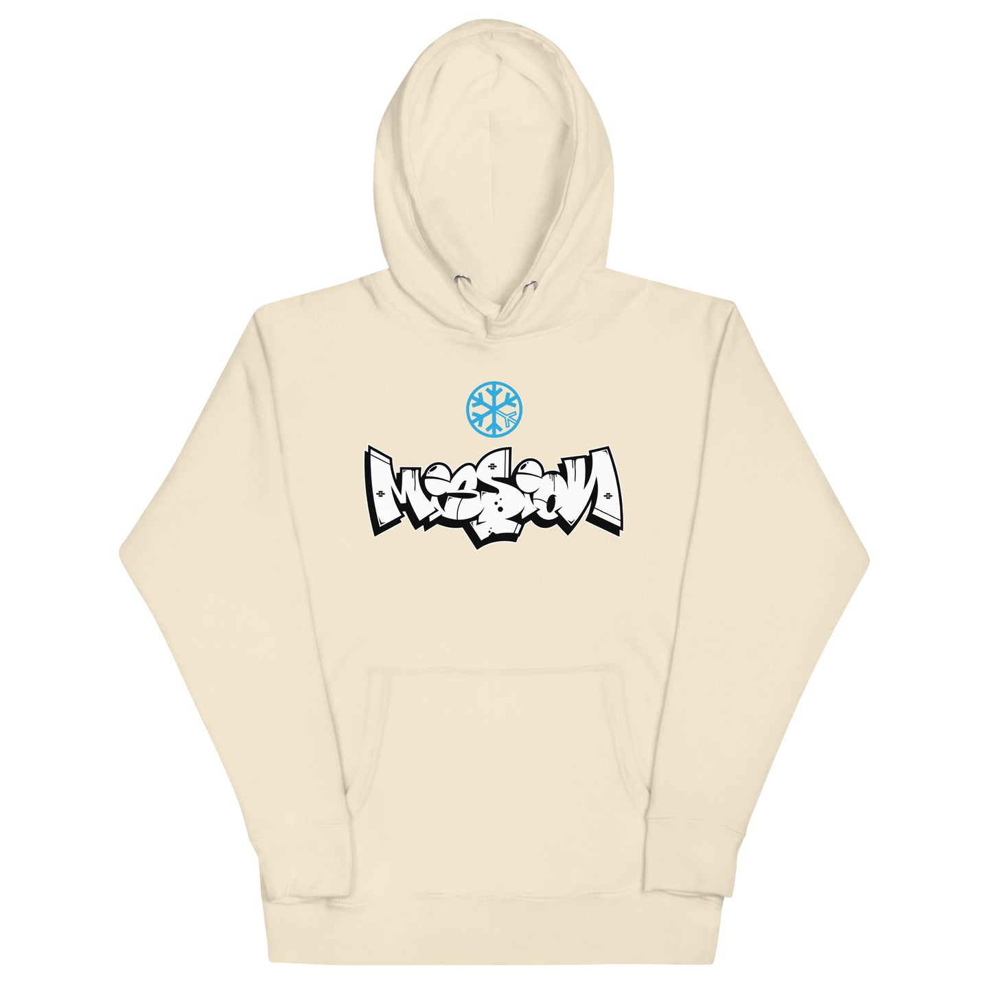 Beige-Mission Graffiti Piece Hoodie from B.Different Clothing, front view, graffiti-inspired streetwear