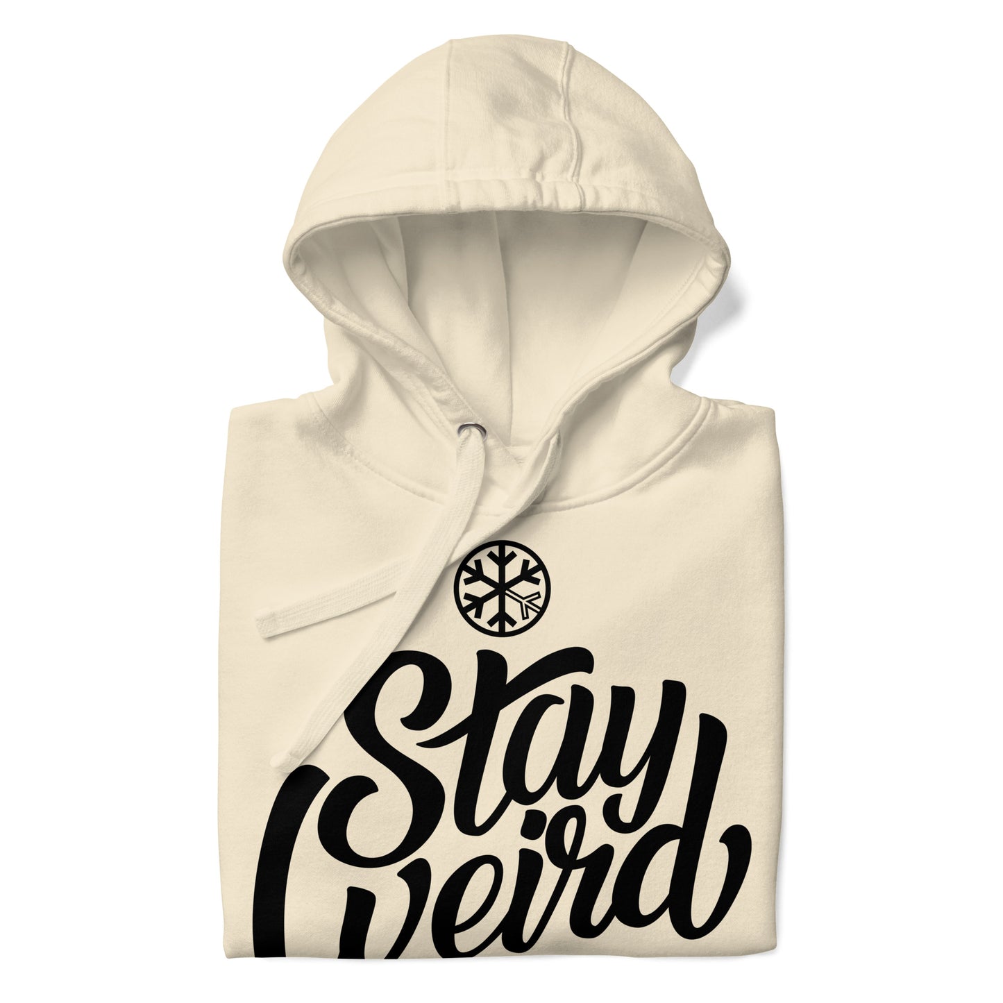 Beige-Stay Weird Hoodie from B.Different Clothing, folded, graffiti-inspired streetwear