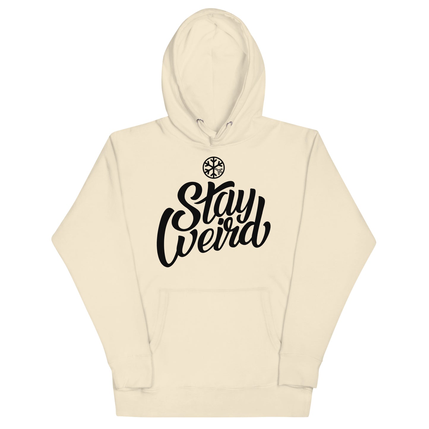 Beige-Stay Weird Hoodie from B.Different Clothing, front view, graffiti-inspired streetwear