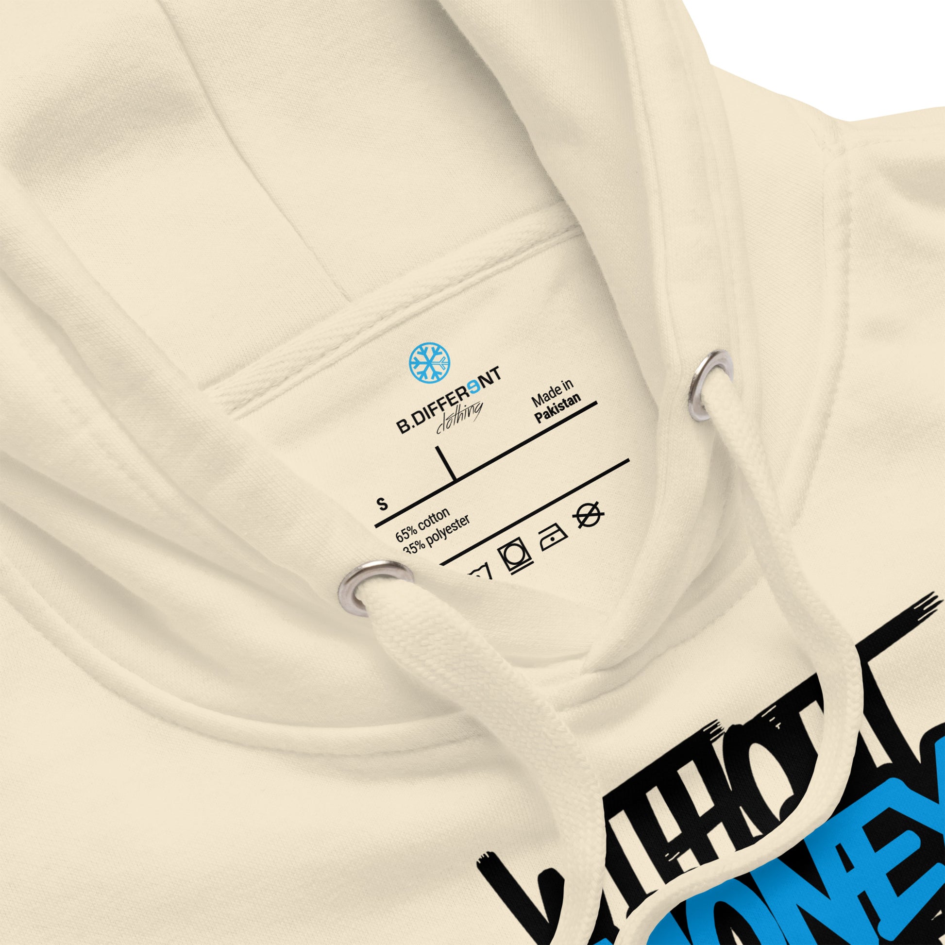 Beige-Without Dreams You Are Nothing Graffiti Hoodie from B.Different Clothing, collar, graffiti-inspired streetwear