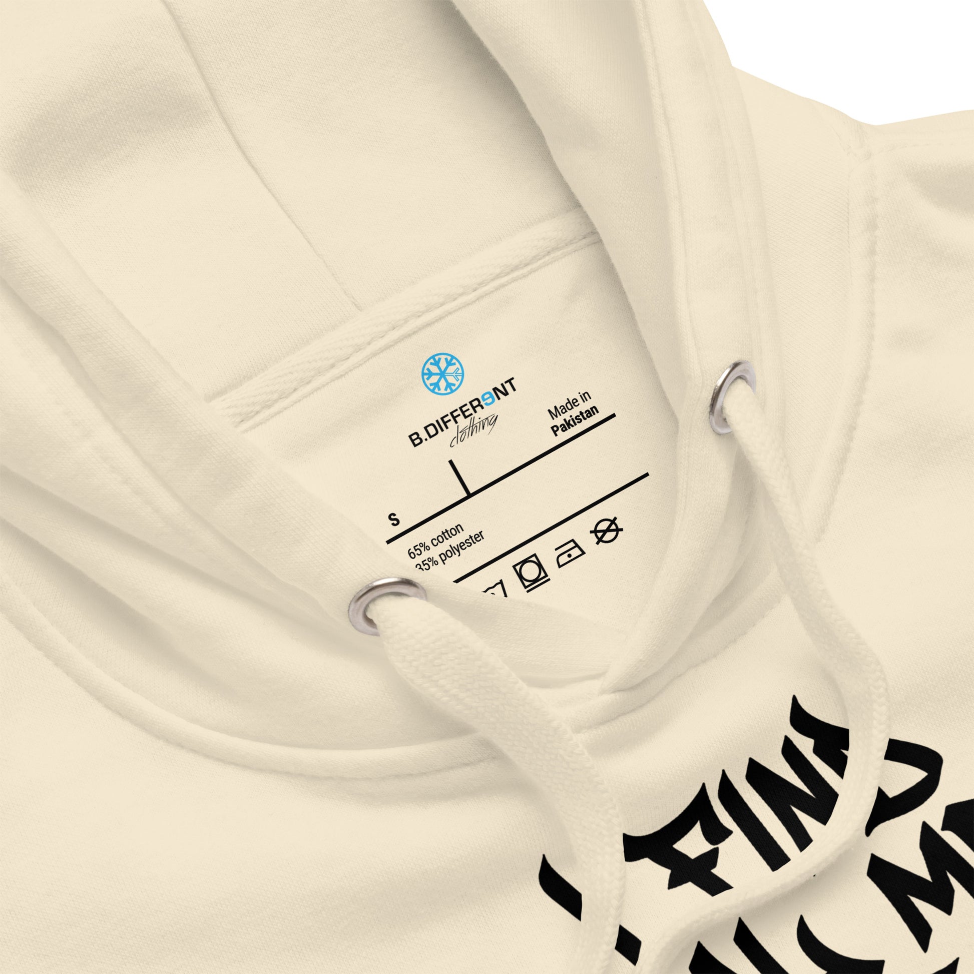 Beige-Social Media Graffiti Tag Hoodie from B.Different Clothing, collar, graffiti-inspired streetwear