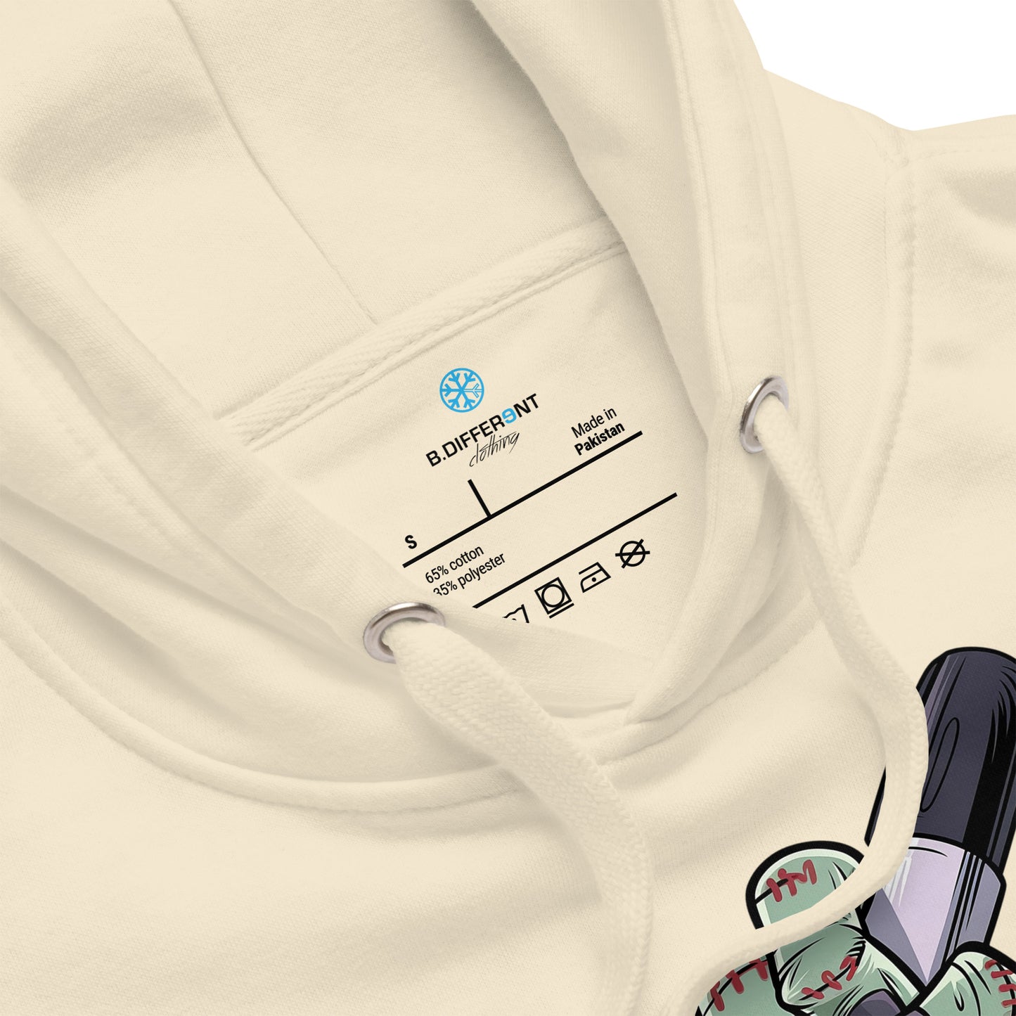 Beige-Thing Graffiti Hoodie from B.Different Clothing, collar, graffiti-inspired streetwear