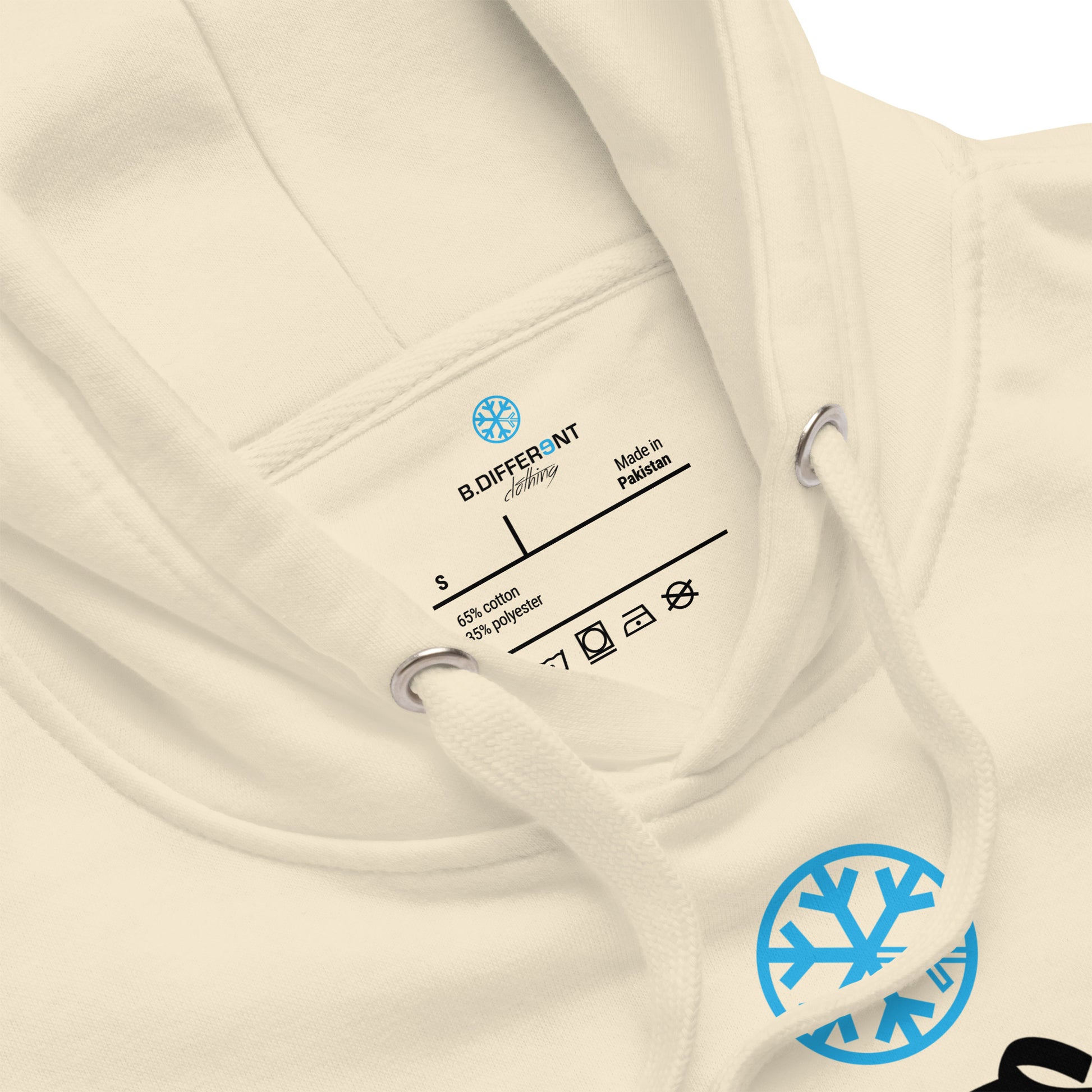 Beige-Groupthink Graffiti Hoodie from B.Different Clothing, collar, graffiti-inspired streetwear