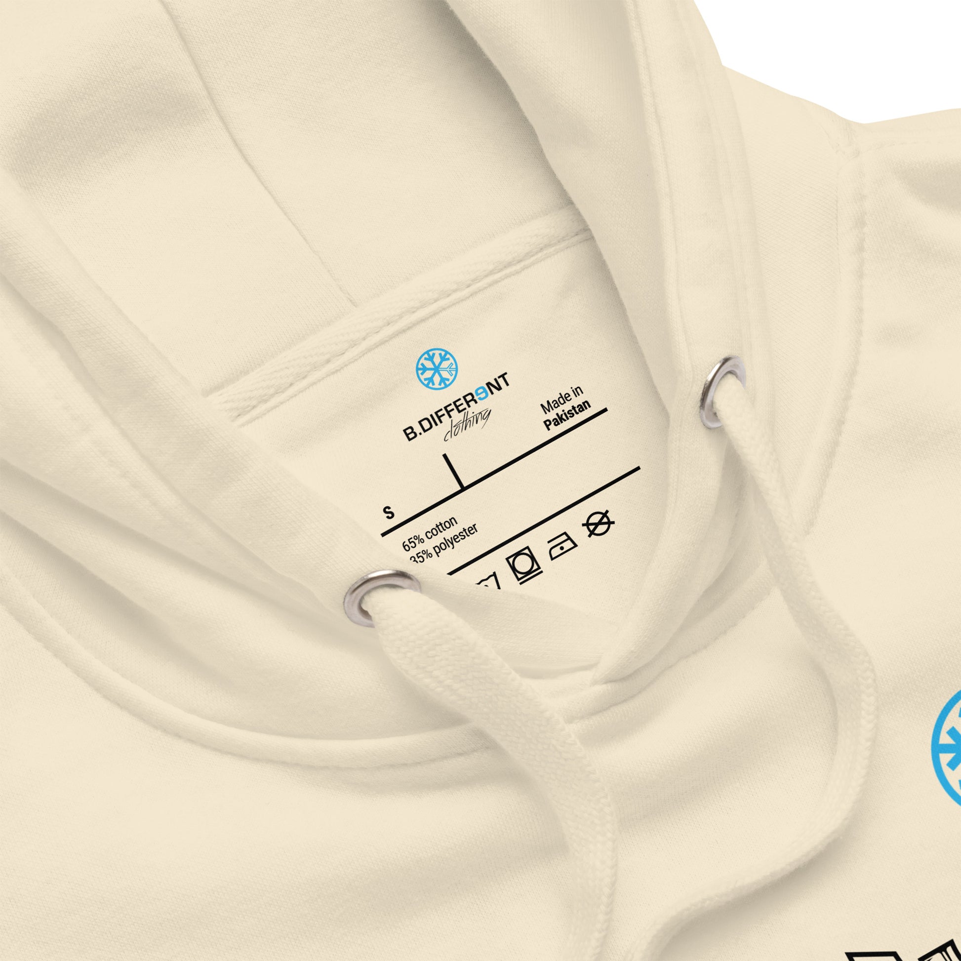 Beige-Mission Graffiti Character Hoodie from B.Different Clothing, collar, graffiti-inspired streetwear