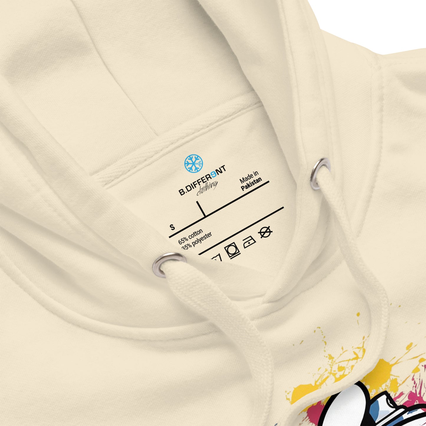 Beige-Hand Spray Can Graffiti Hoodie from B.Different Clothing, collar, graffiti-inspired streetwear
