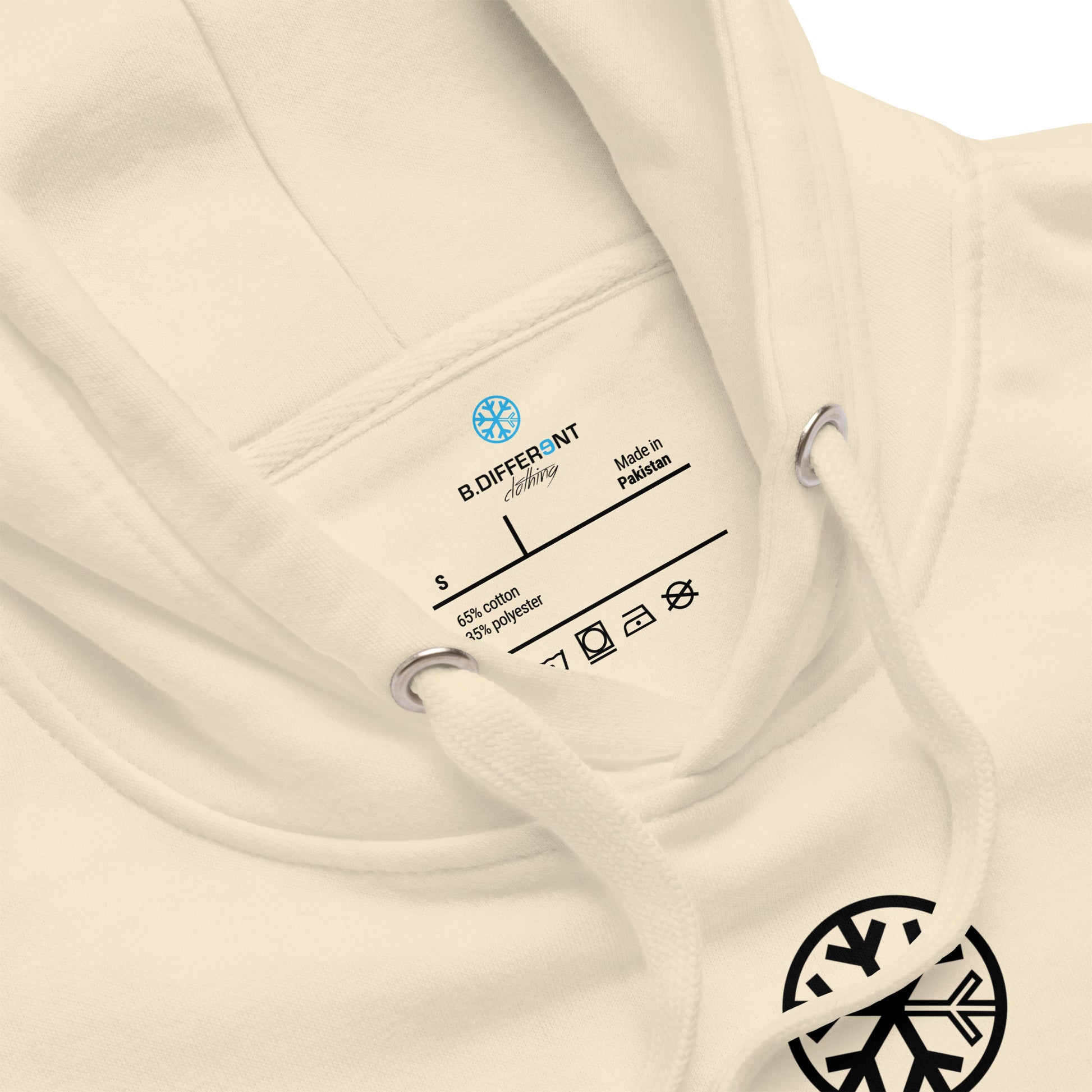 Beige-Loony Graffiti Tag Hoodie from B.Different Clothing, collar, graffiti-inspired streetwear