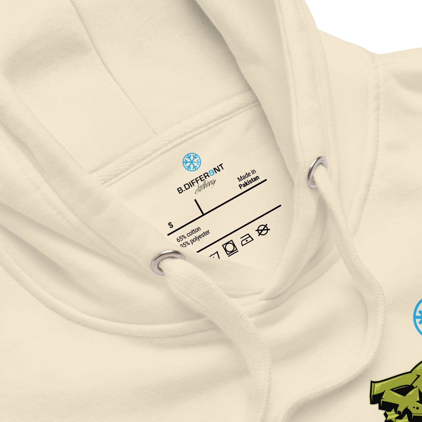 Beige-Fresh Graffiti Character Hoodie from B.Different Clothing, collar, graffiti-inspired streetwear