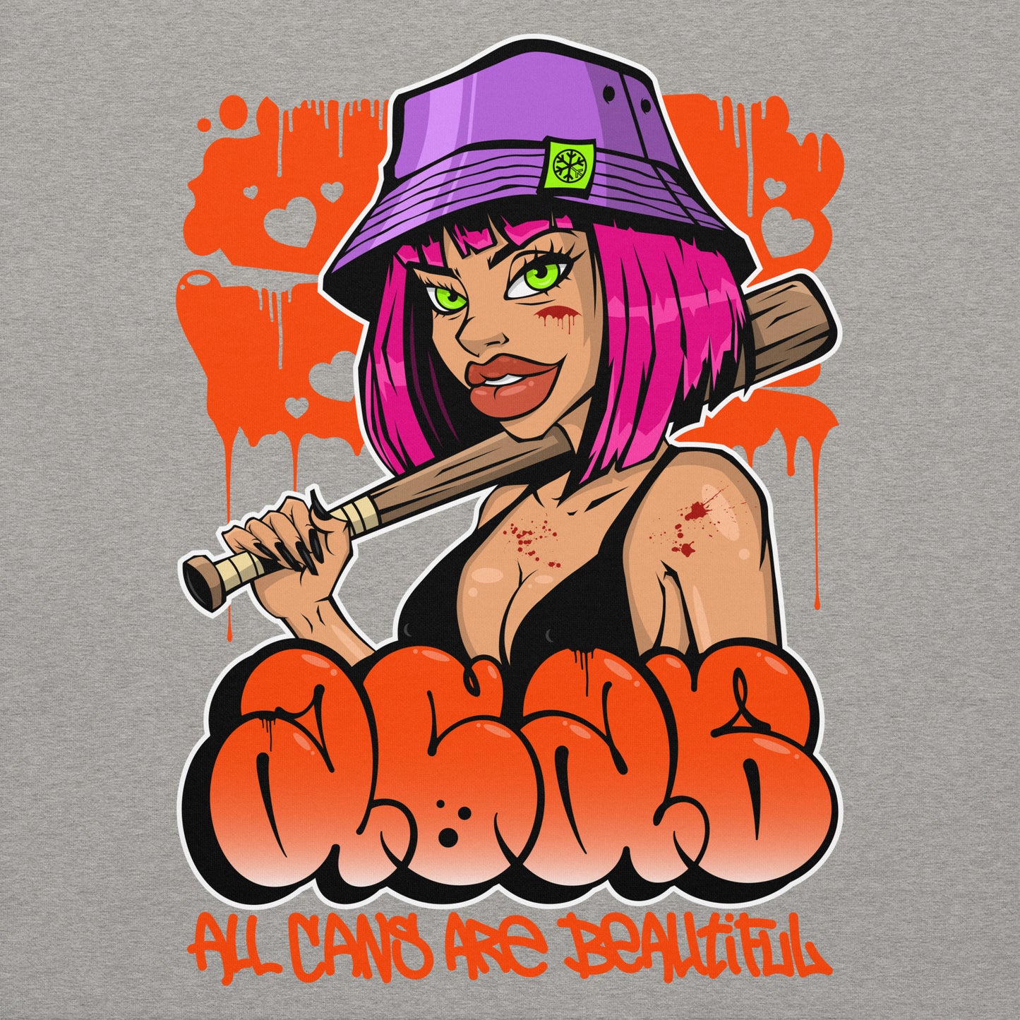 Gray-ACAB Girl Graffiti Hoodie from B.Different Clothing, graphic, graffiti-inspired streetwear