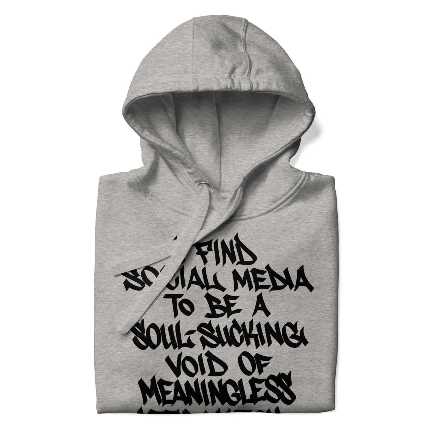 Gray-Social Media Graffiti Tag Hoodie from B.Different Clothing, folded, graffiti-inspired streetwear