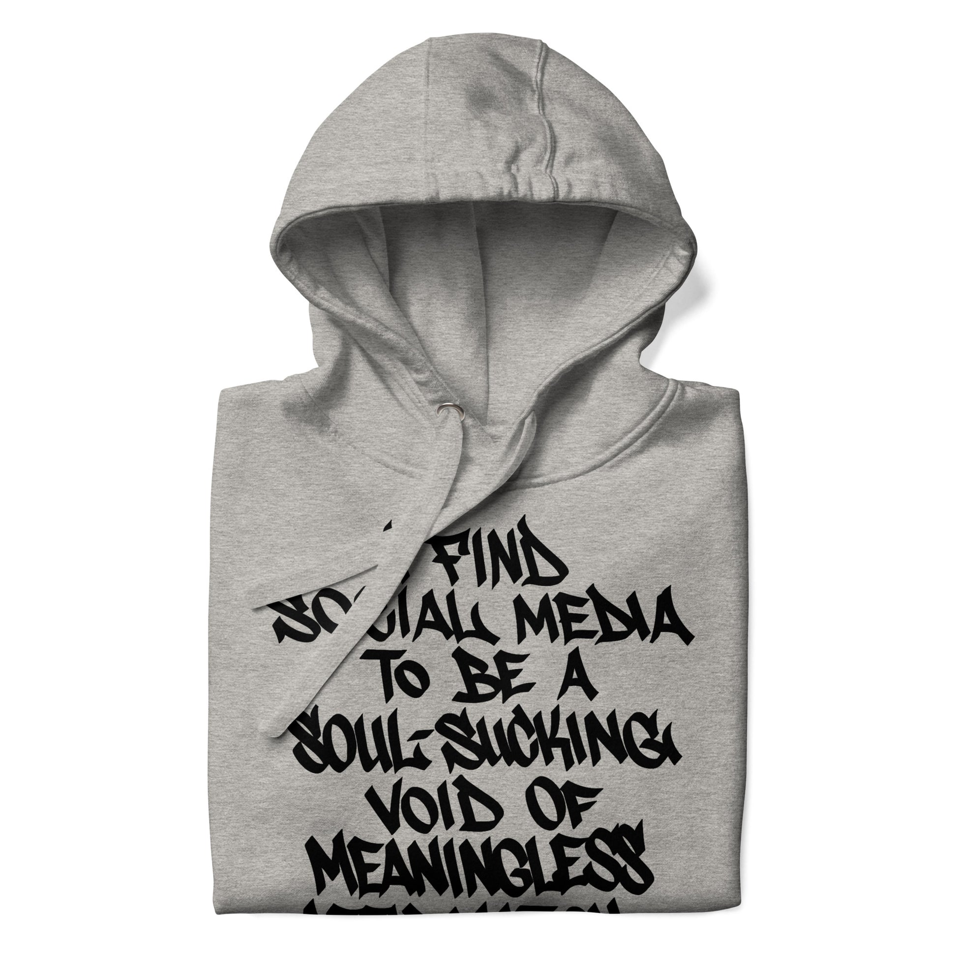 Gray-Social Media Graffiti Tag Hoodie from B.Different Clothing, folded, graffiti-inspired streetwear