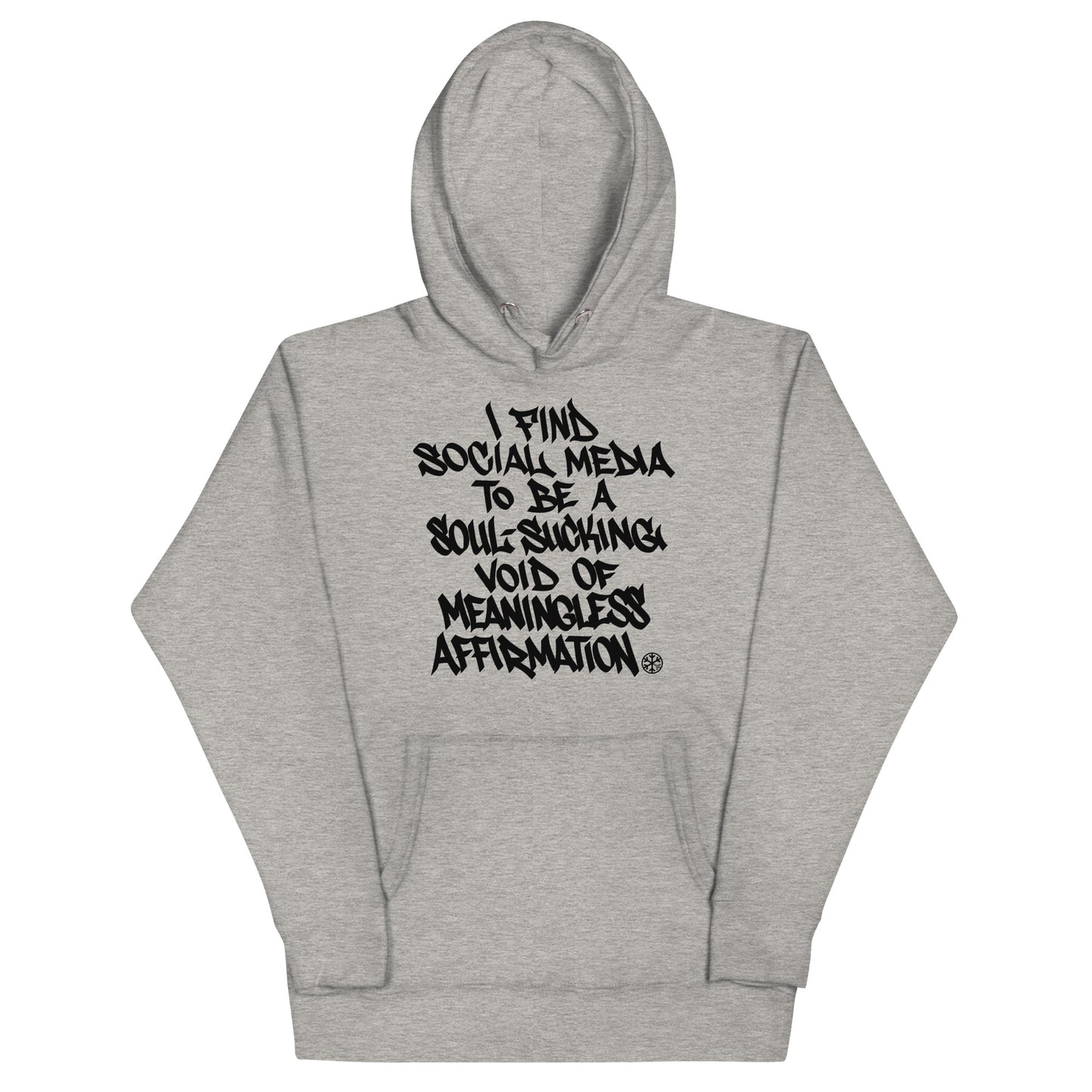 Gray-Social Media Graffiti Tag Hoodie from B.Different Clothing, front view, graffiti-inspired streetwear