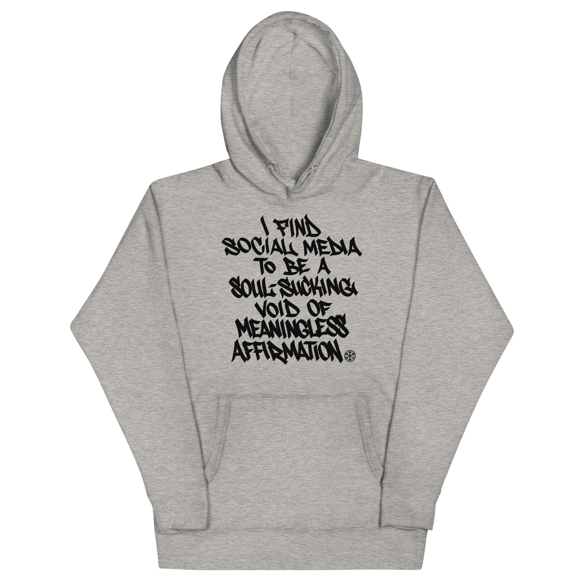 Gray-Social Media Graffiti Tag Hoodie from B.Different Clothing, front view, graffiti-inspired streetwear