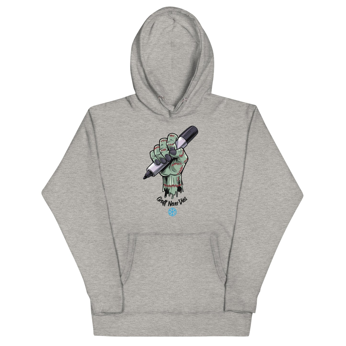 Gray-Thing Graffiti Hoodie from B.Different Clothing, front view, graffiti-inspired streetwear
