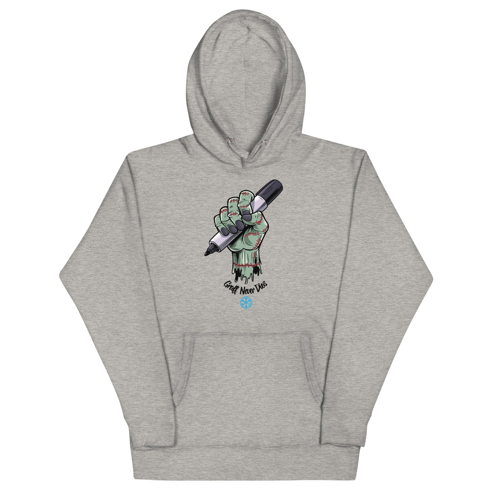 Gray-Thing Graffiti Hoodie from B.Different Clothing, front view, graffiti-inspired streetwear