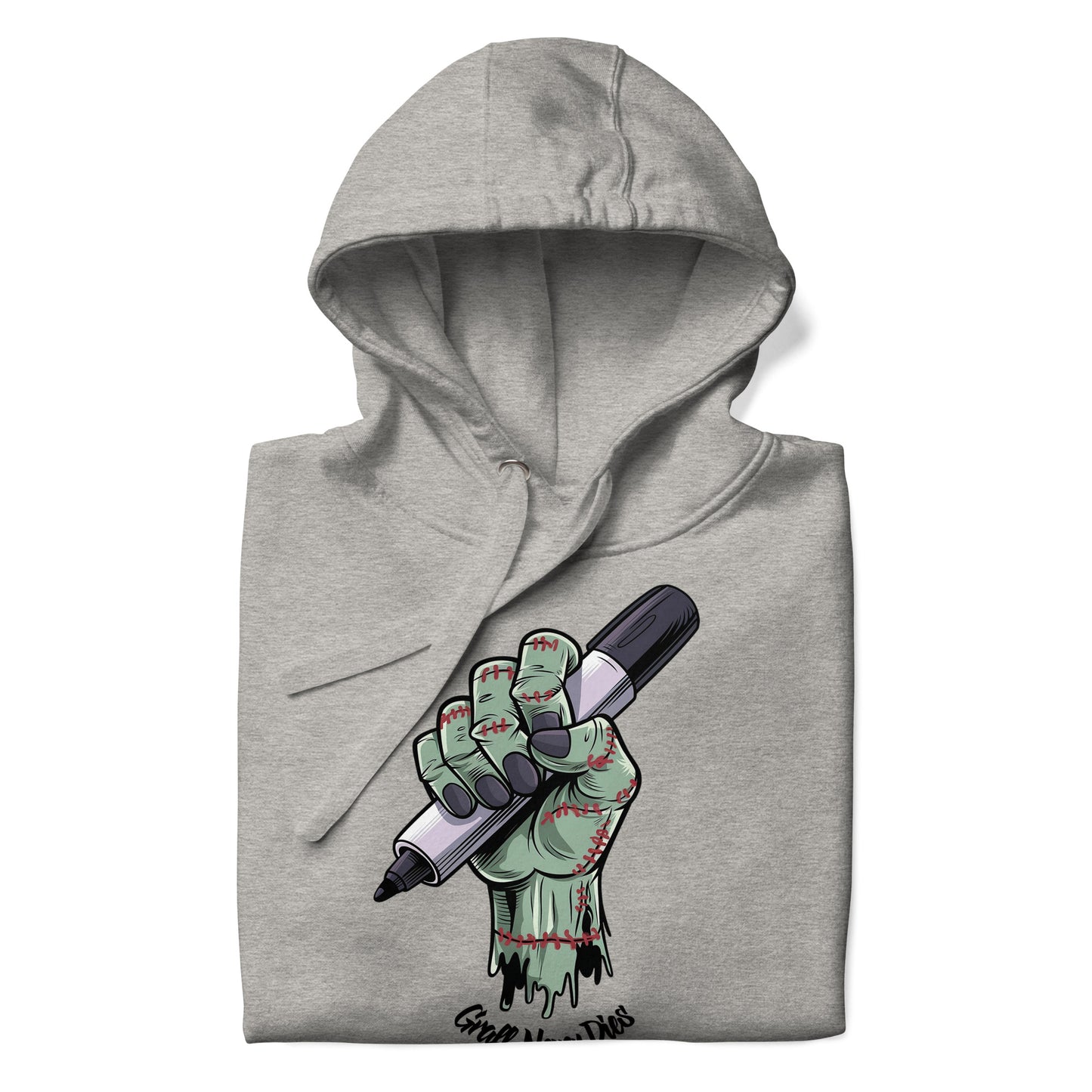 Gray-Thing Graffiti Hoodie from B.Different Clothing, folded, graffiti-inspired streetwear