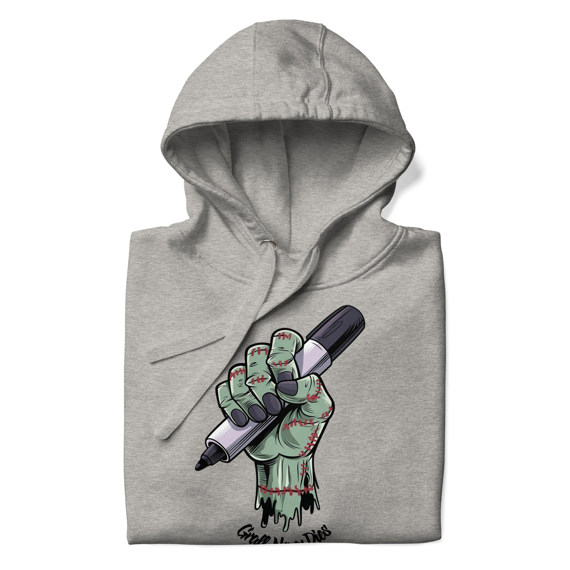 Gray-Thing Graffiti Hoodie from B.Different Clothing, folded, graffiti-inspired streetwear