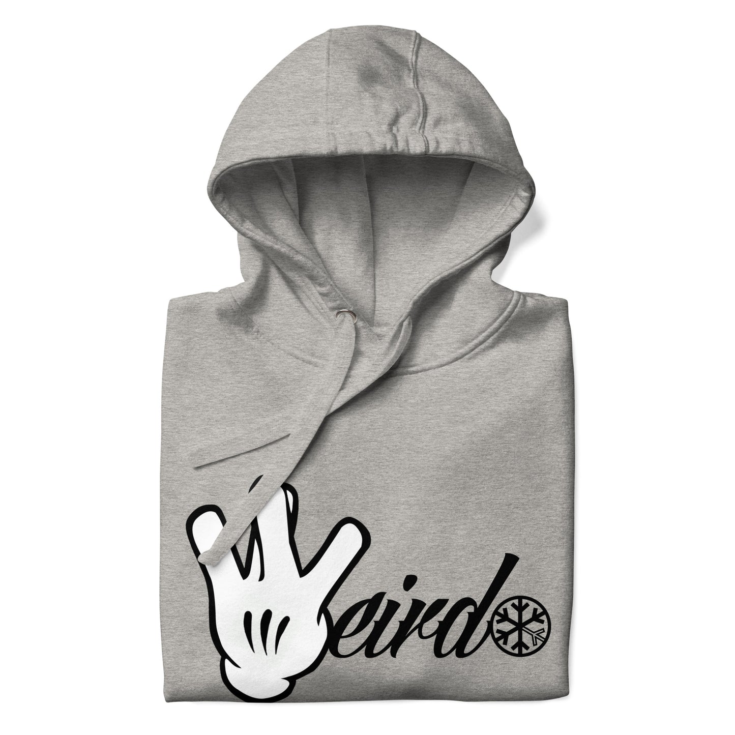 Gray-Weirdo Hand Sign Hoodie from B.Different Clothing, folded, graffiti-inspired streetwear