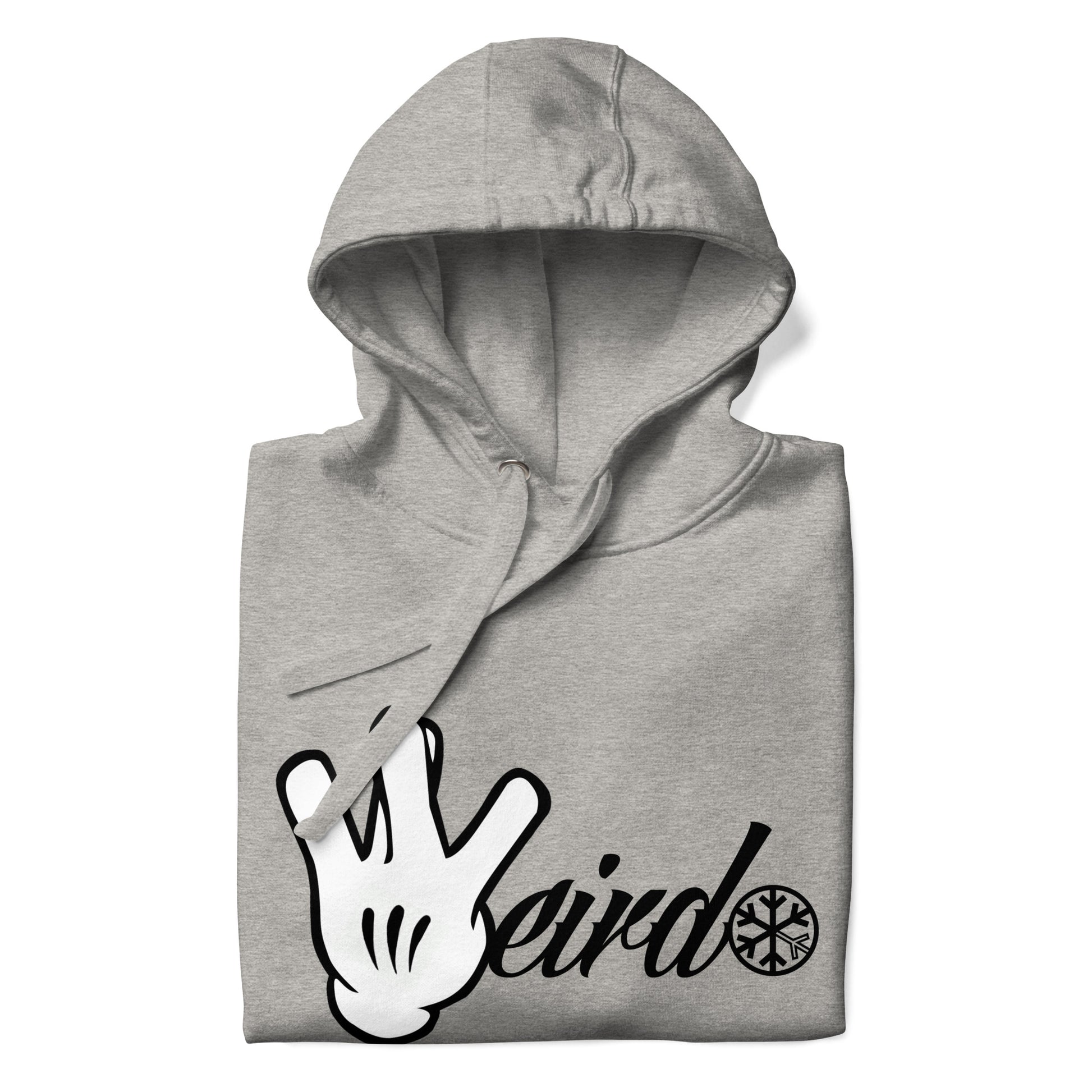 Gray-Weirdo Hand Sign Hoodie from B.Different Clothing, folded, graffiti-inspired streetwear