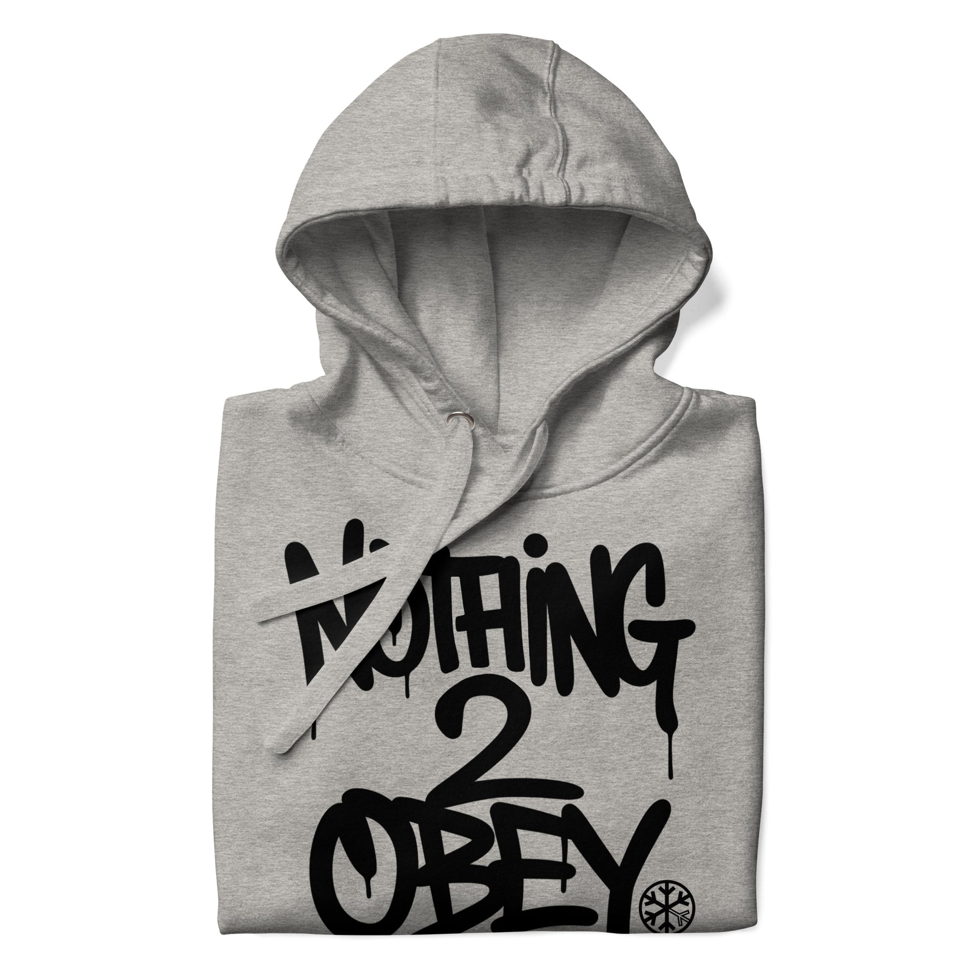 Gray-Nothing 2 Obey Graffiti Hoodie from B.Different Clothing, folded, graffiti-inspired streetwear