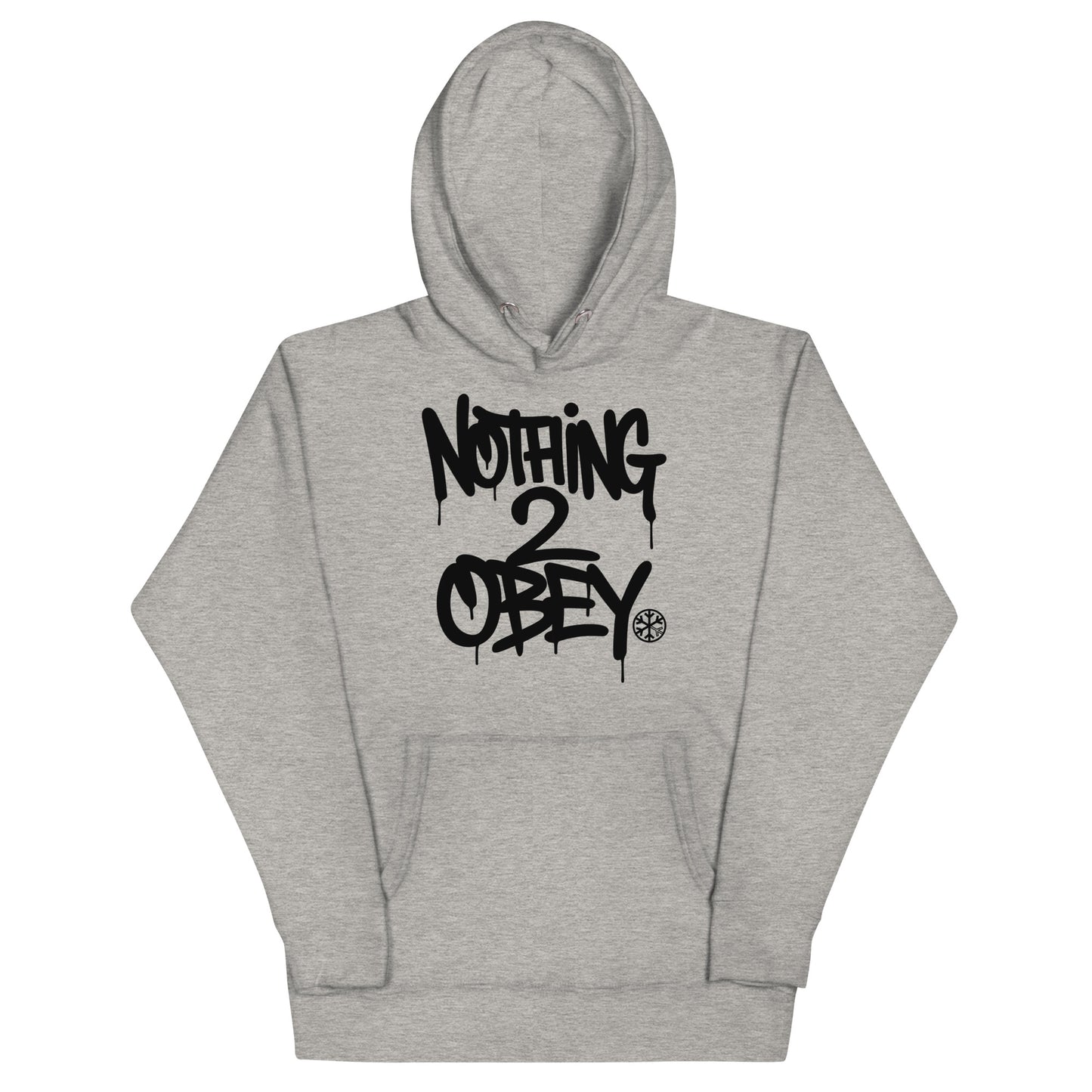 Gray-Nothing 2 Obey Graffiti Hoodie from B.Different Clothing, front view, graffiti-inspired streetwear