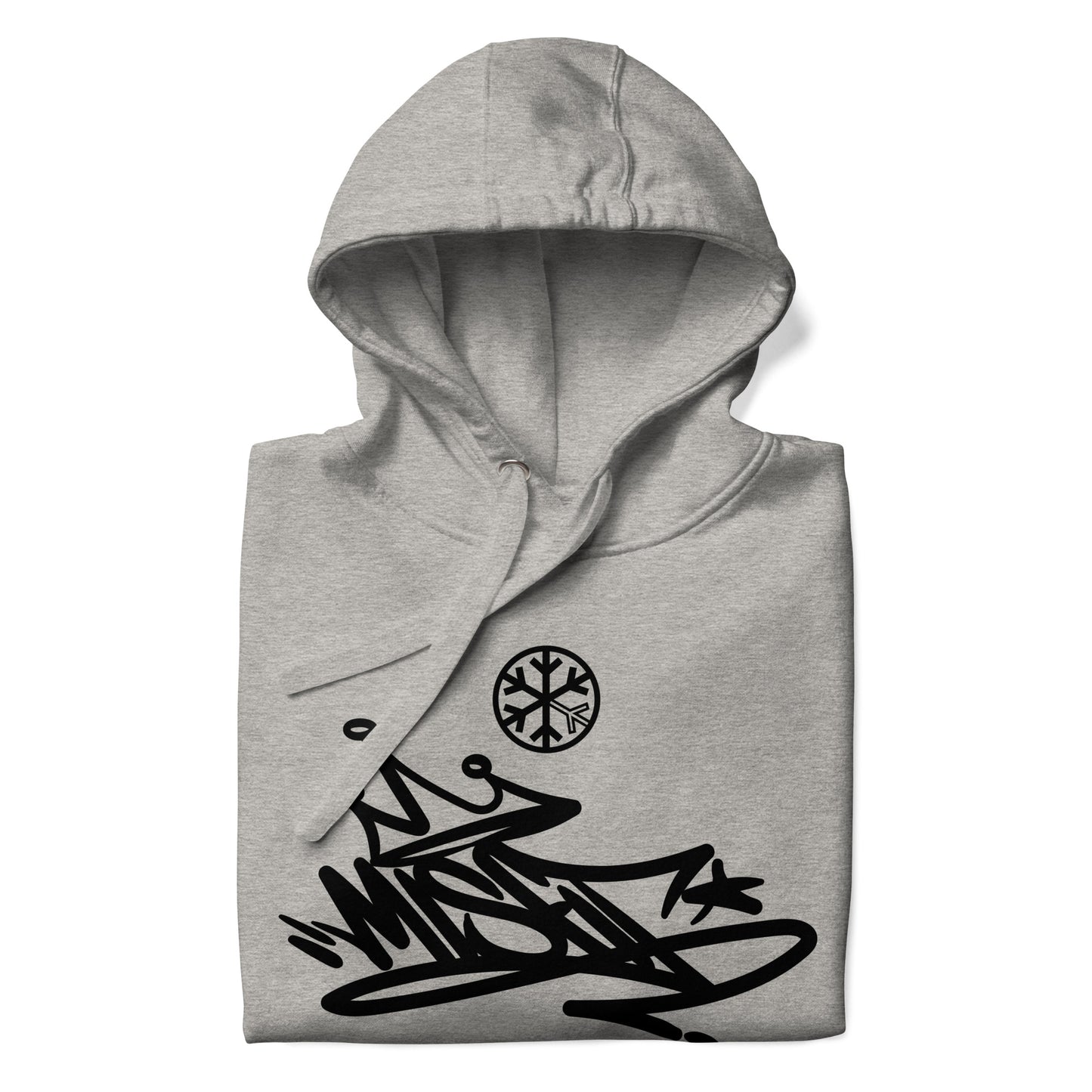 Gray-Misfit Graffiti Tag Hoodie from B.Different Clothing, folded, graffiti-inspired streetwear