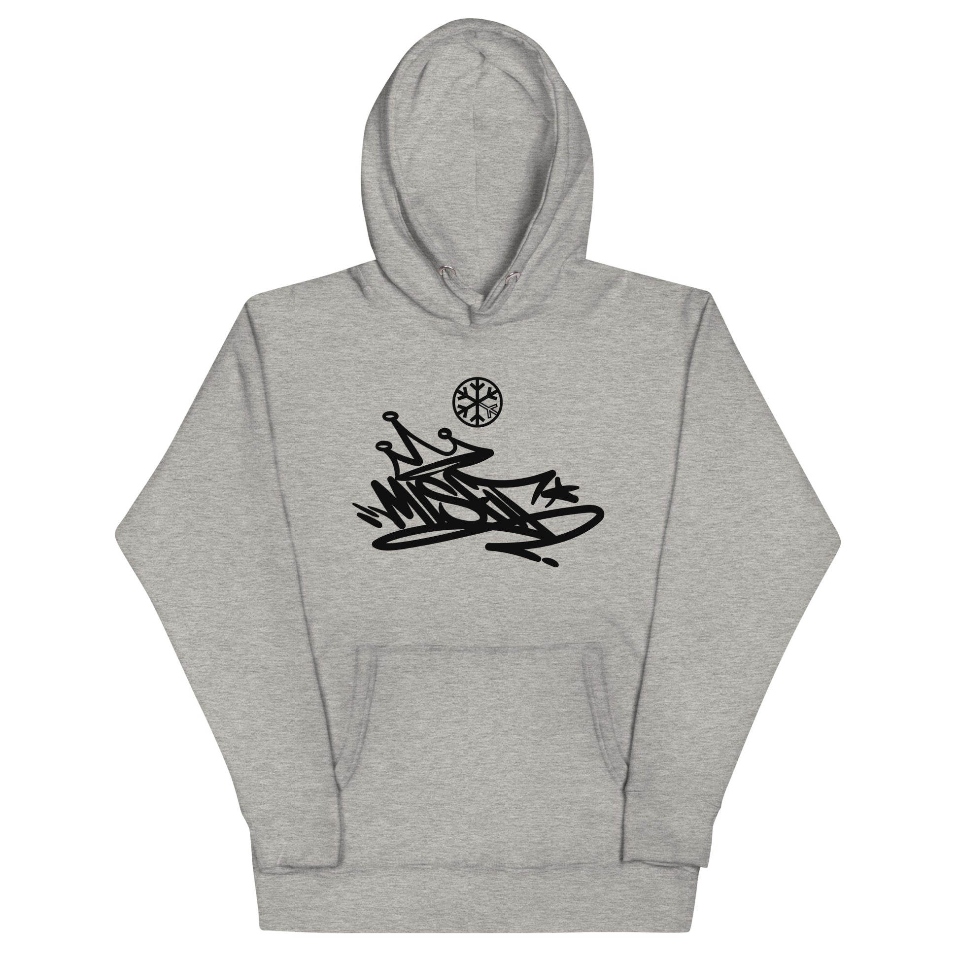 Gray-Misfit Graffiti Tag Hoodie from B.Different Clothing, front view, graffiti-inspired streetwear