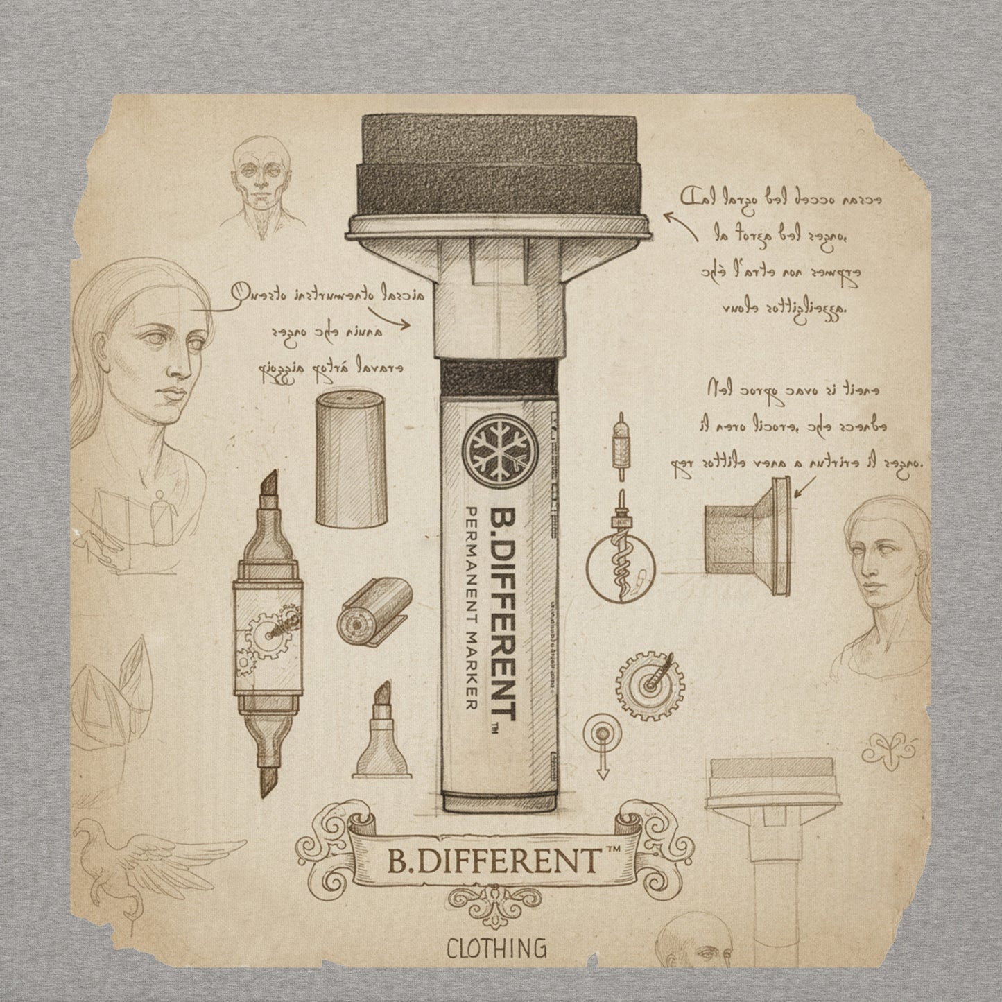 Gray-Marker Sketch Graffiti Hoodie from B.Different Clothing, graphic, graffiti-inspired streetwear