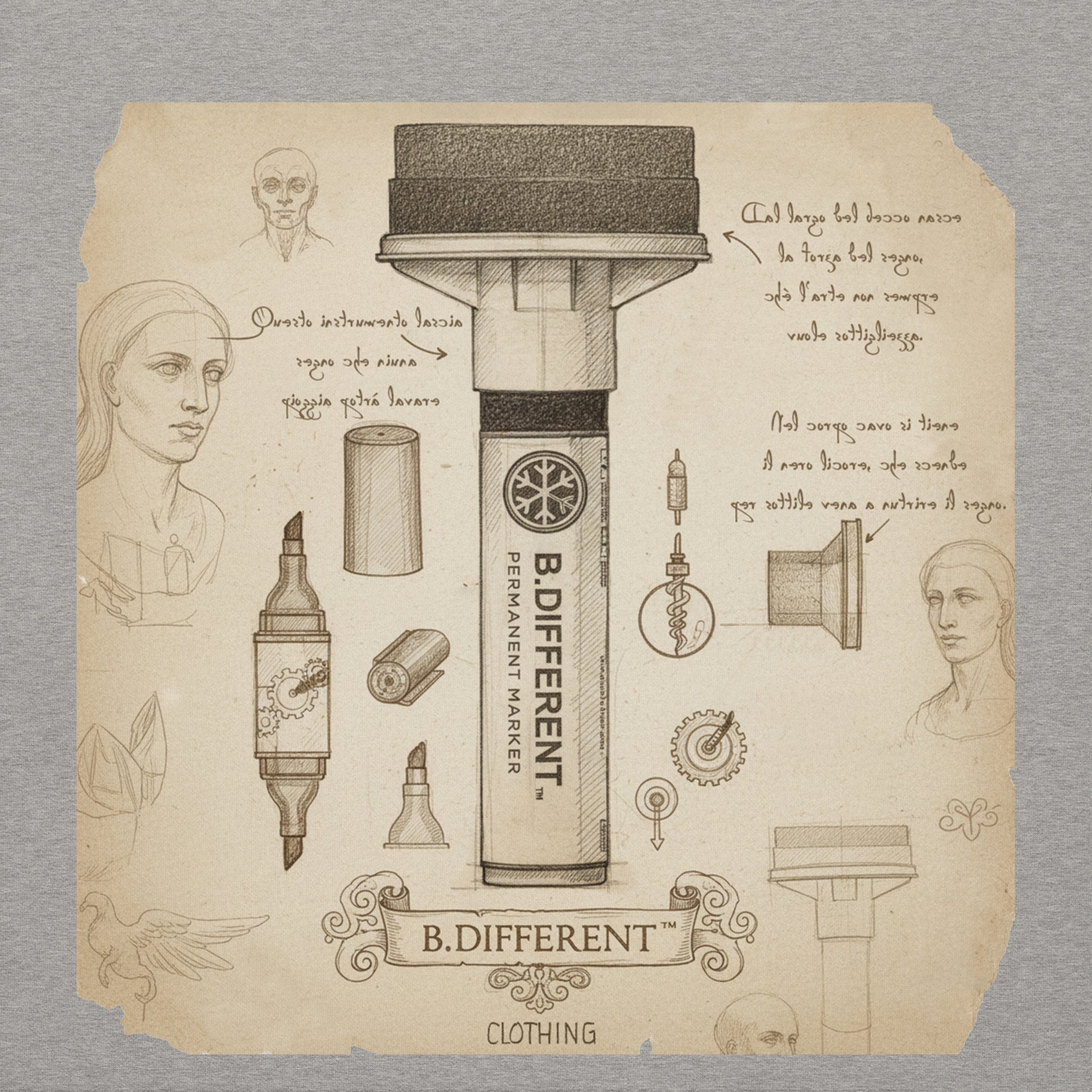 Gray-Marker Sketch Graffiti Hoodie from B.Different Clothing, graphic, graffiti-inspired streetwear