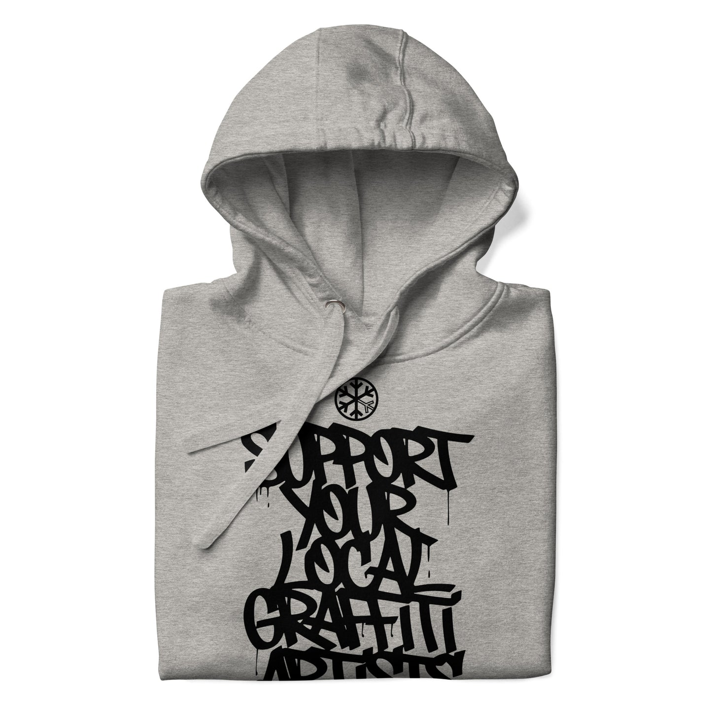 Gray-Support Your Local Graffiti Artists Hoodie from B.Different Clothing, folded, graffiti-inspired streetwear