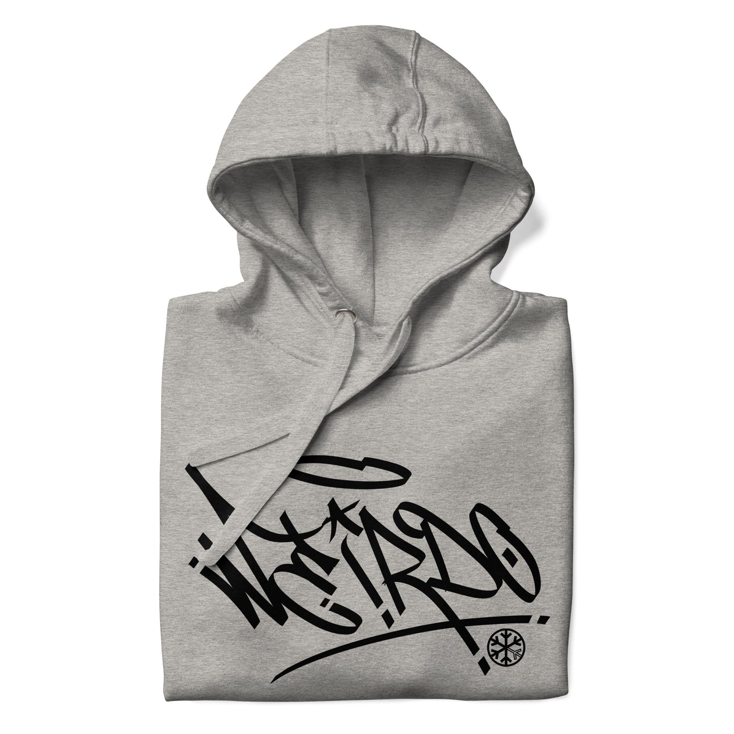 Gray-Weirdo Tag Graffiti Hoodie from B.Different Clothing, folded, graffiti-inspired streetwear
