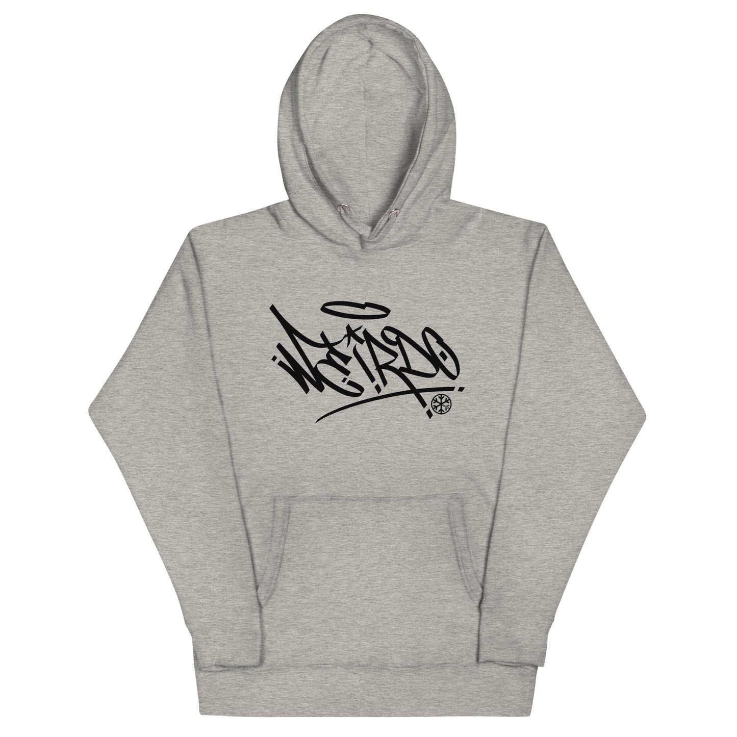 Gray-Weirdo Tag Graffiti Hoodie from B.Different Clothing, front view, graffiti-inspired streetwear