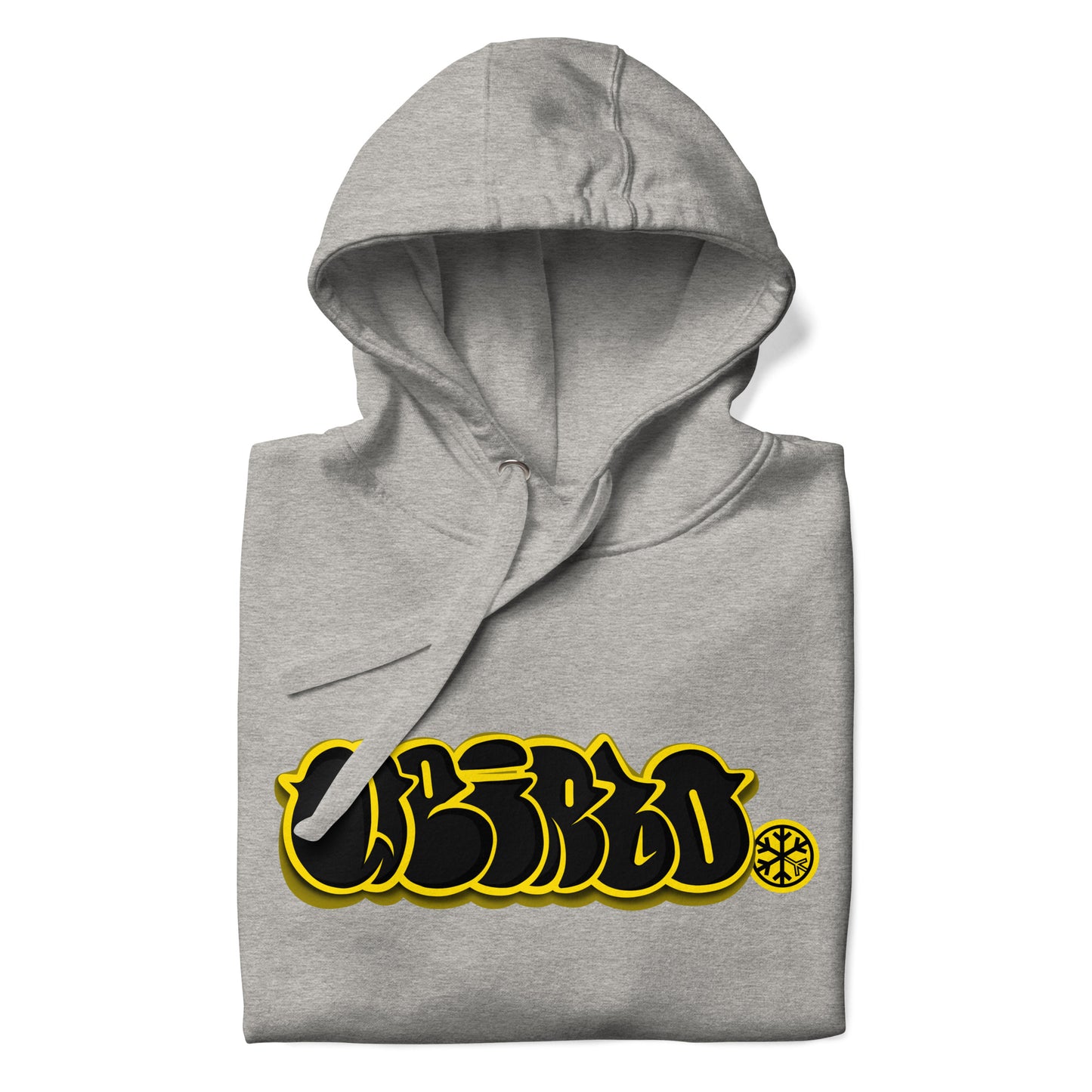 Gray-Weirdo Graffiti Throwie Hoodie from B.Different Clothing, folded, graffiti-inspired streetwear