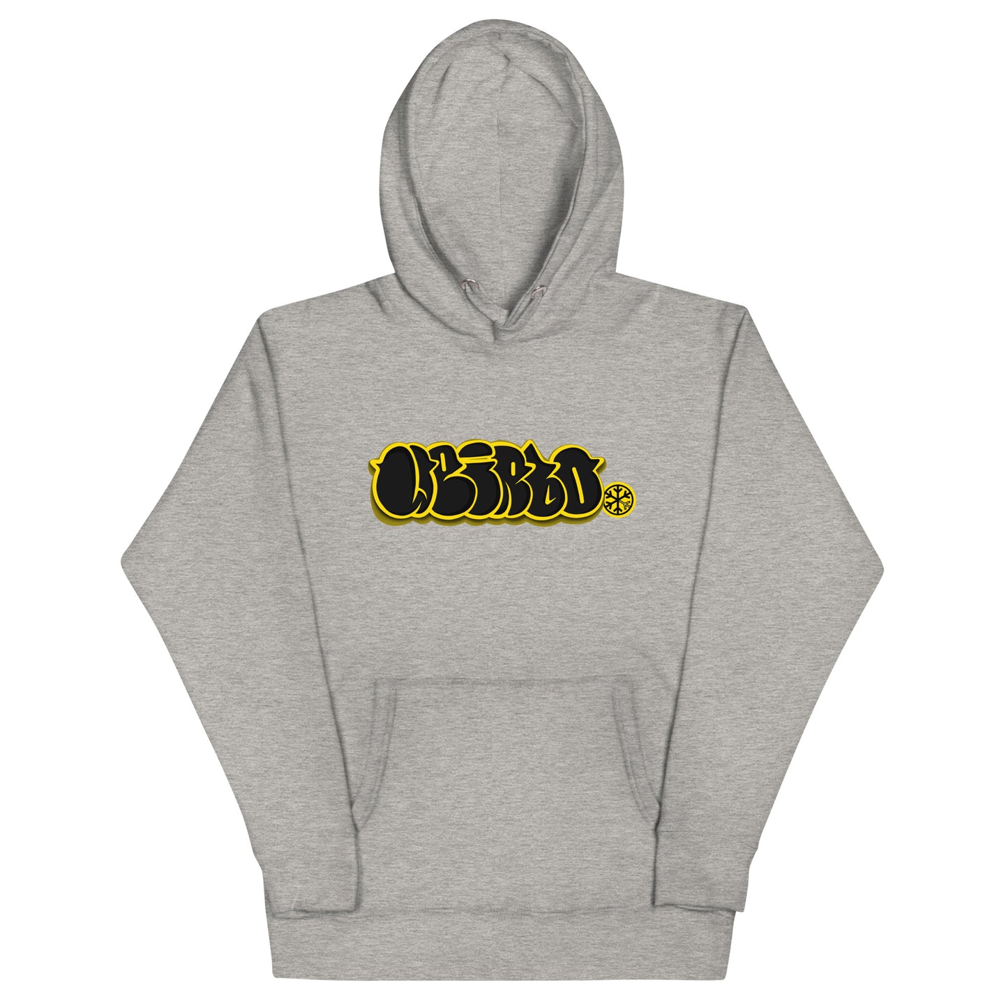 Gray-Weirdo Graffiti Throwie Hoodie from B.Different Clothing, front view, graffiti-inspired streetwear