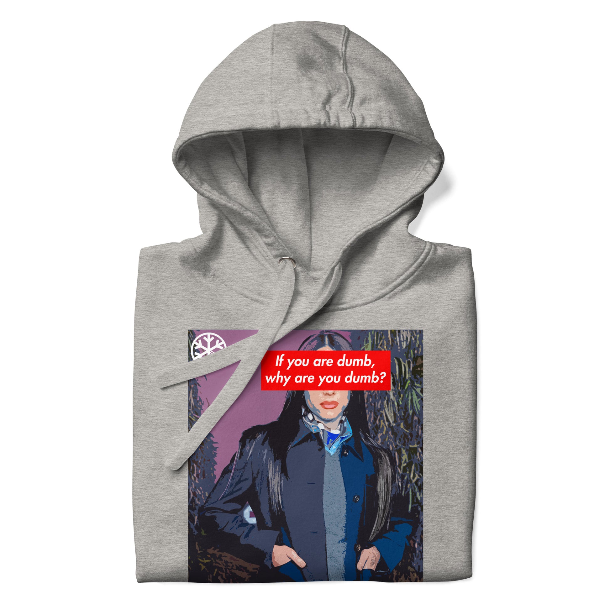 Gray-Why Are You Dumb Hoodie from B.Different Clothing, folded, graffiti-inspired streetwear