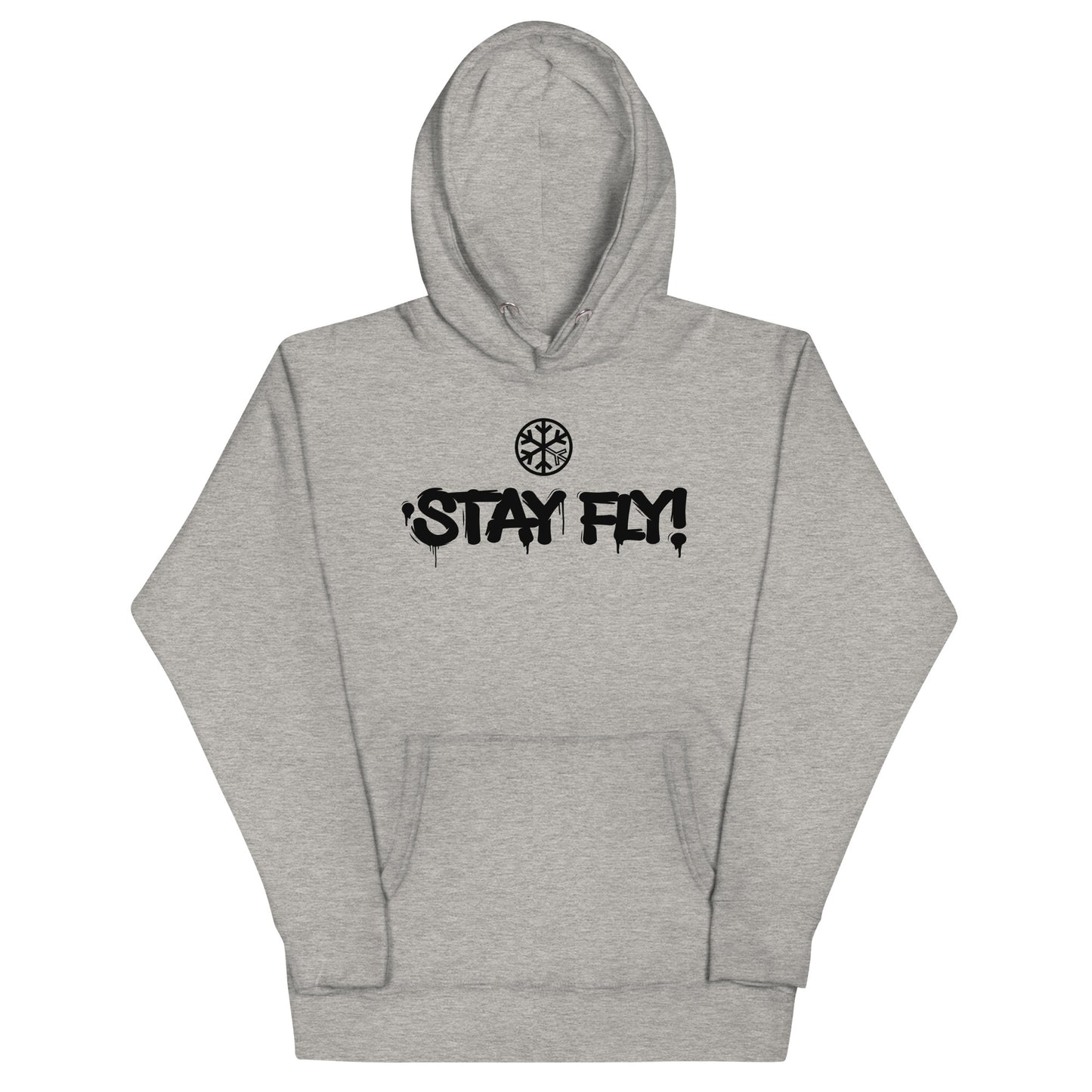 Gray-Stay Fly Graffiti Tag Hoodie from B.Different Clothing, front view, graffiti-inspired streetwear