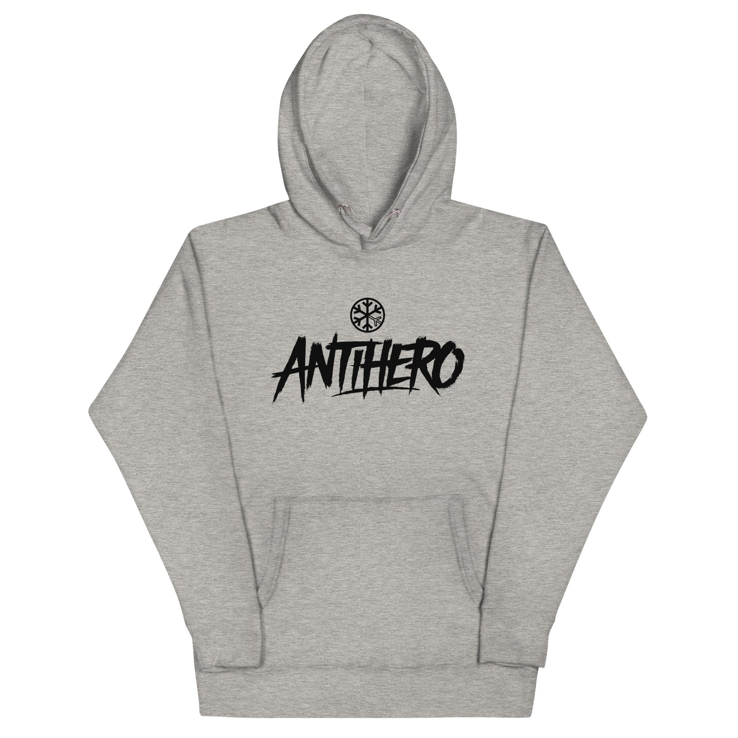 Gray-Antihero Graffiti Tag Hoodie from B.Different Clothing, front view, graffiti-inspired streetwear