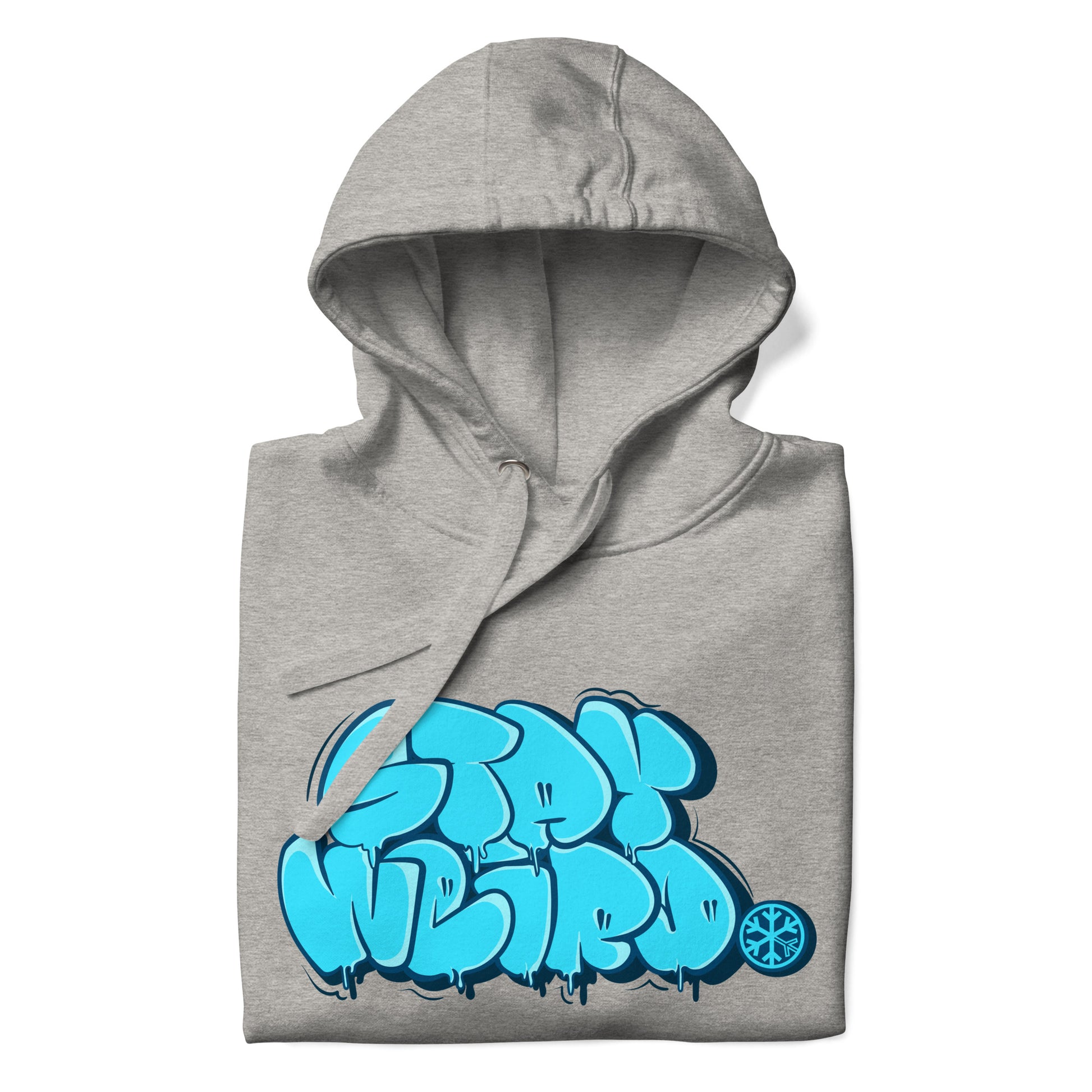 Gray-Stay Weird Graffiti Throw-up Hoodie from B.Different Clothing, folded, graffiti-inspired streetwear