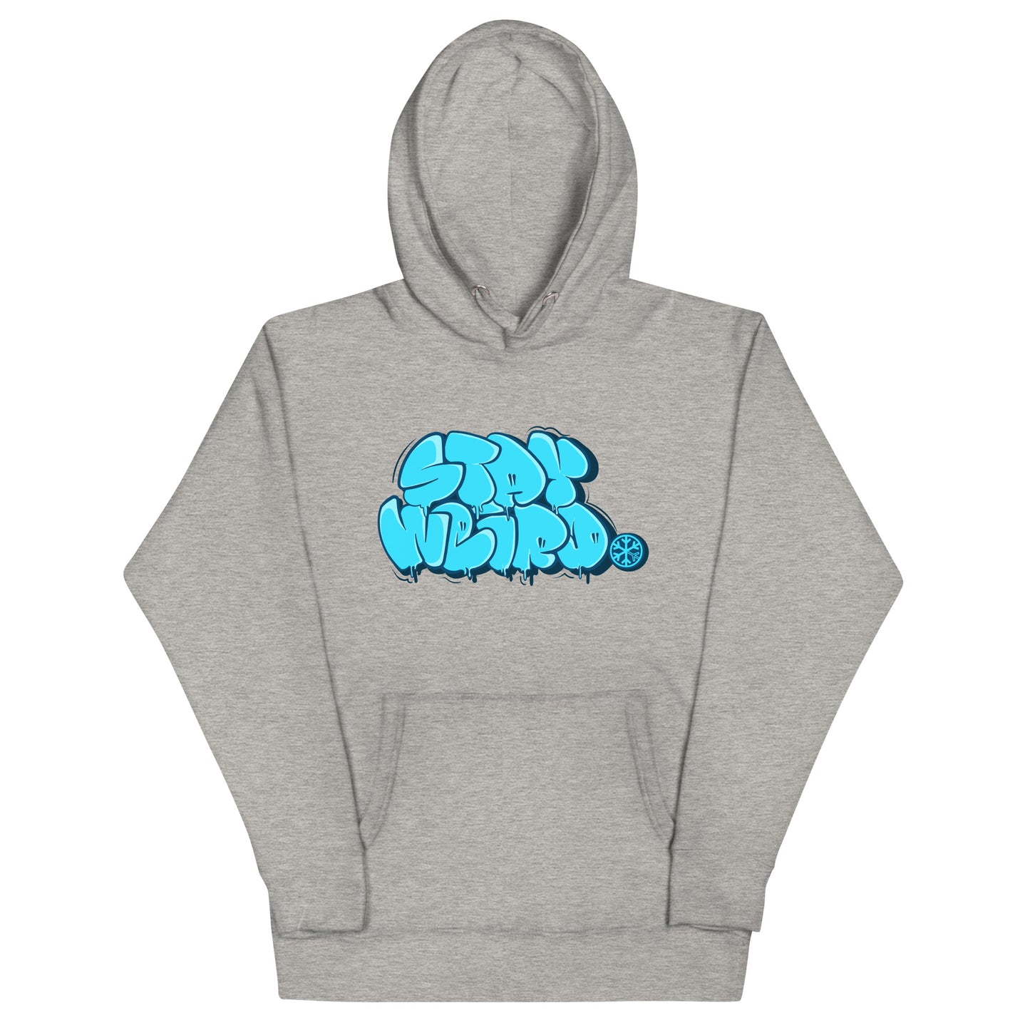 Gray-Stay Weird Graffiti Throw-up Hoodie from B.Different Clothing, front view, graffiti-inspired streetwear