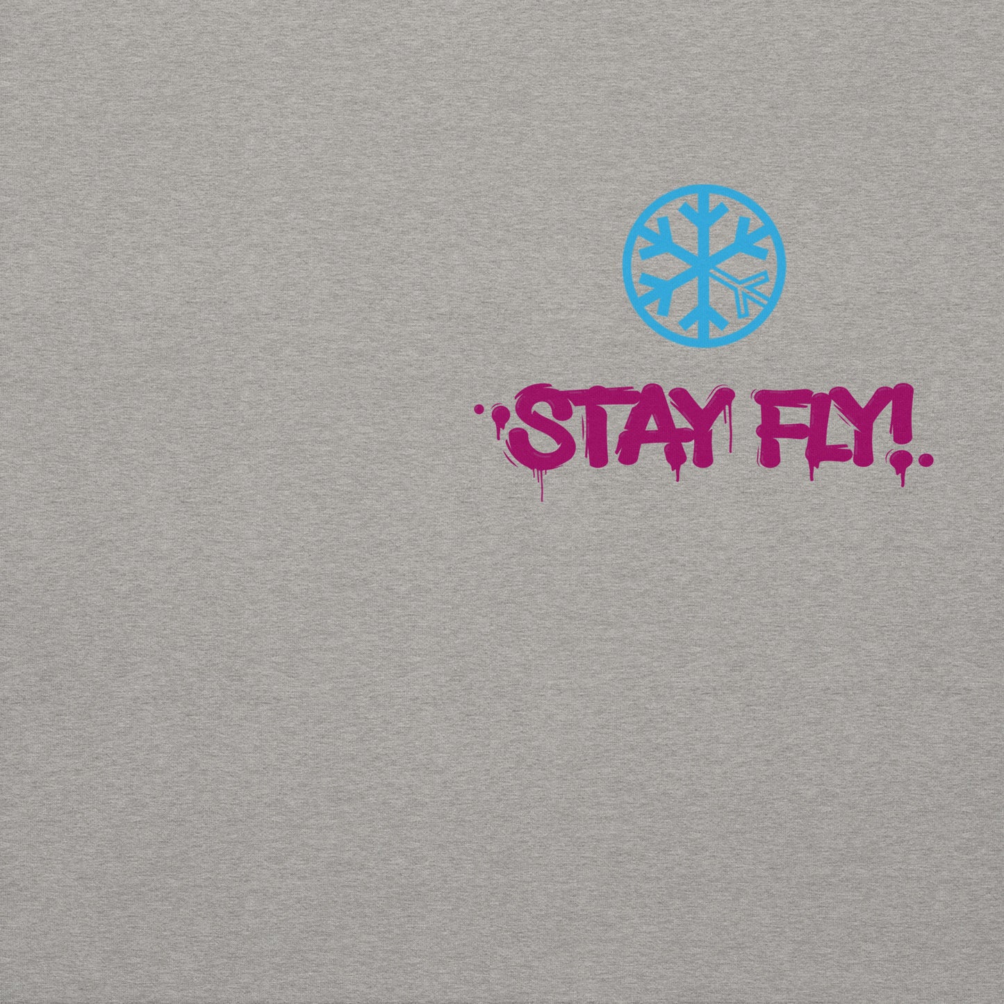 Gray-Stay Fly Graffiti Character Hoodie from B.Different Clothing, front graphic, graffiti-inspired streetwear