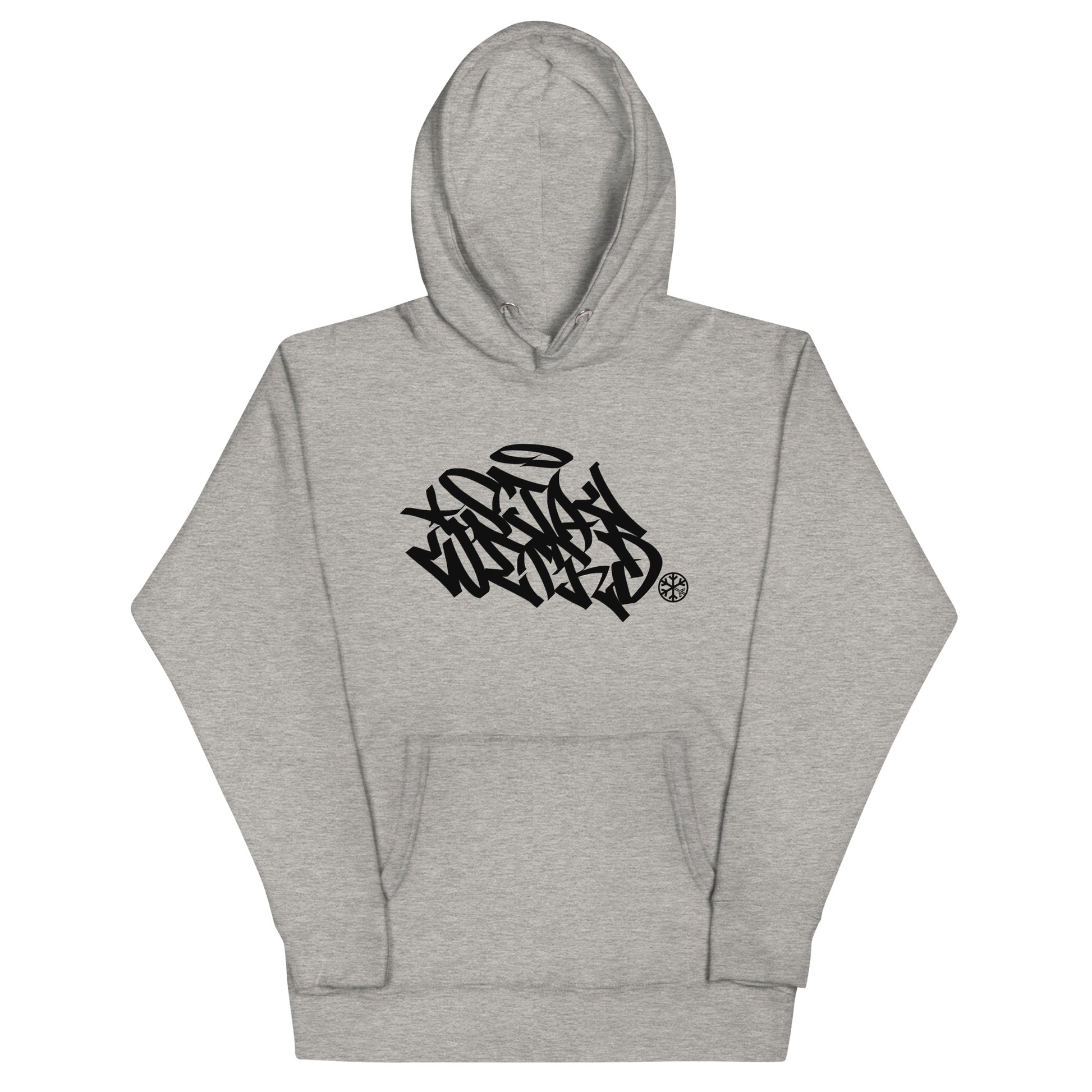 Gray-Stay Weird Graffiti Tag Hoodie from B.Different Clothing, front view, graffiti-inspired streetwear