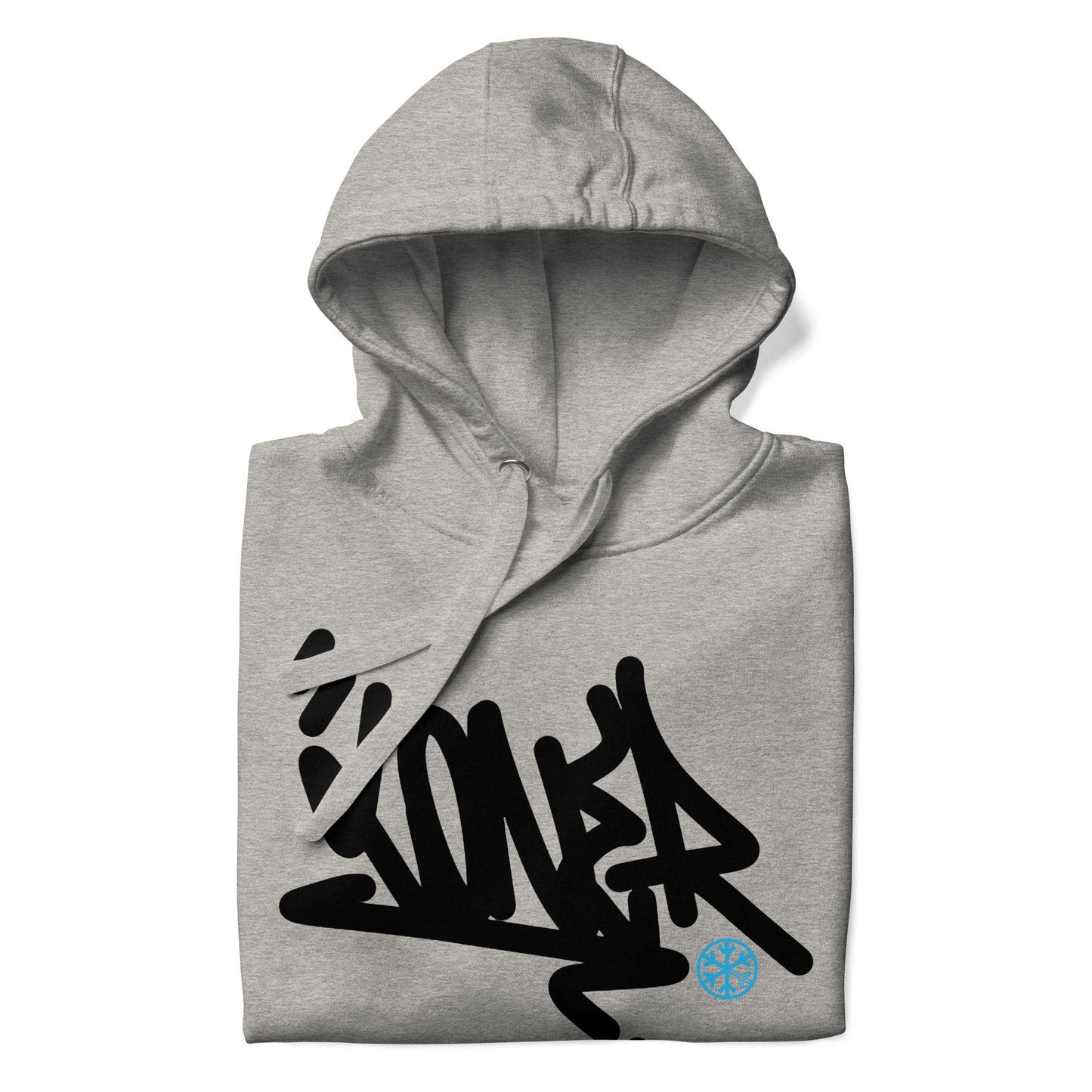Gray-Loner Graffiti Tag Hoodie from B.Different Clothing, folded, graffiti-inspired streetwear