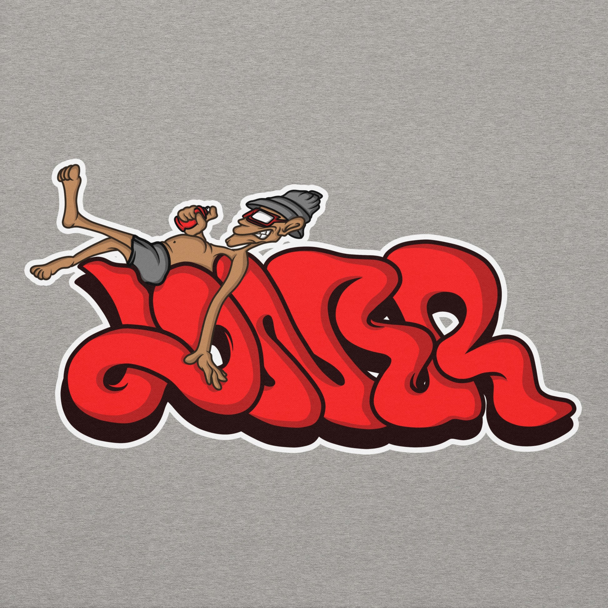 Gray-Loner Graffiti Piece Hoodie from B.Different Clothing, graphic, graffiti-inspired streetwear