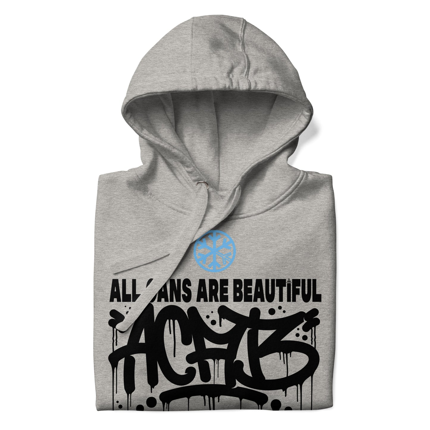 Gray-Acab Graffiti Tag Hoodie from B.Different Clothing, folded, graffiti-inspired streetwear