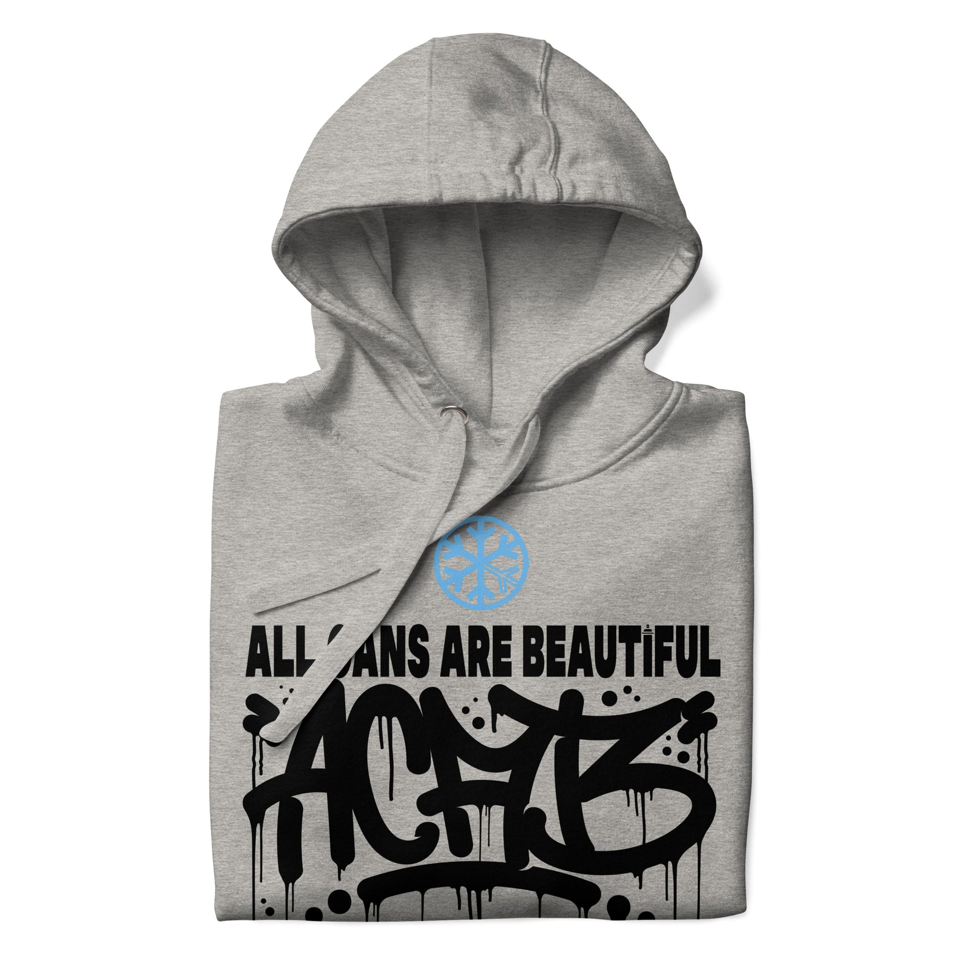 Gray-Acab Graffiti Tag Hoodie from B.Different Clothing, folded, graffiti-inspired streetwear