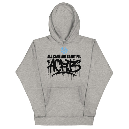 Gray-Acab Graffiti Tag Hoodie from B.Different Clothing, front view, graffiti-inspired streetwear