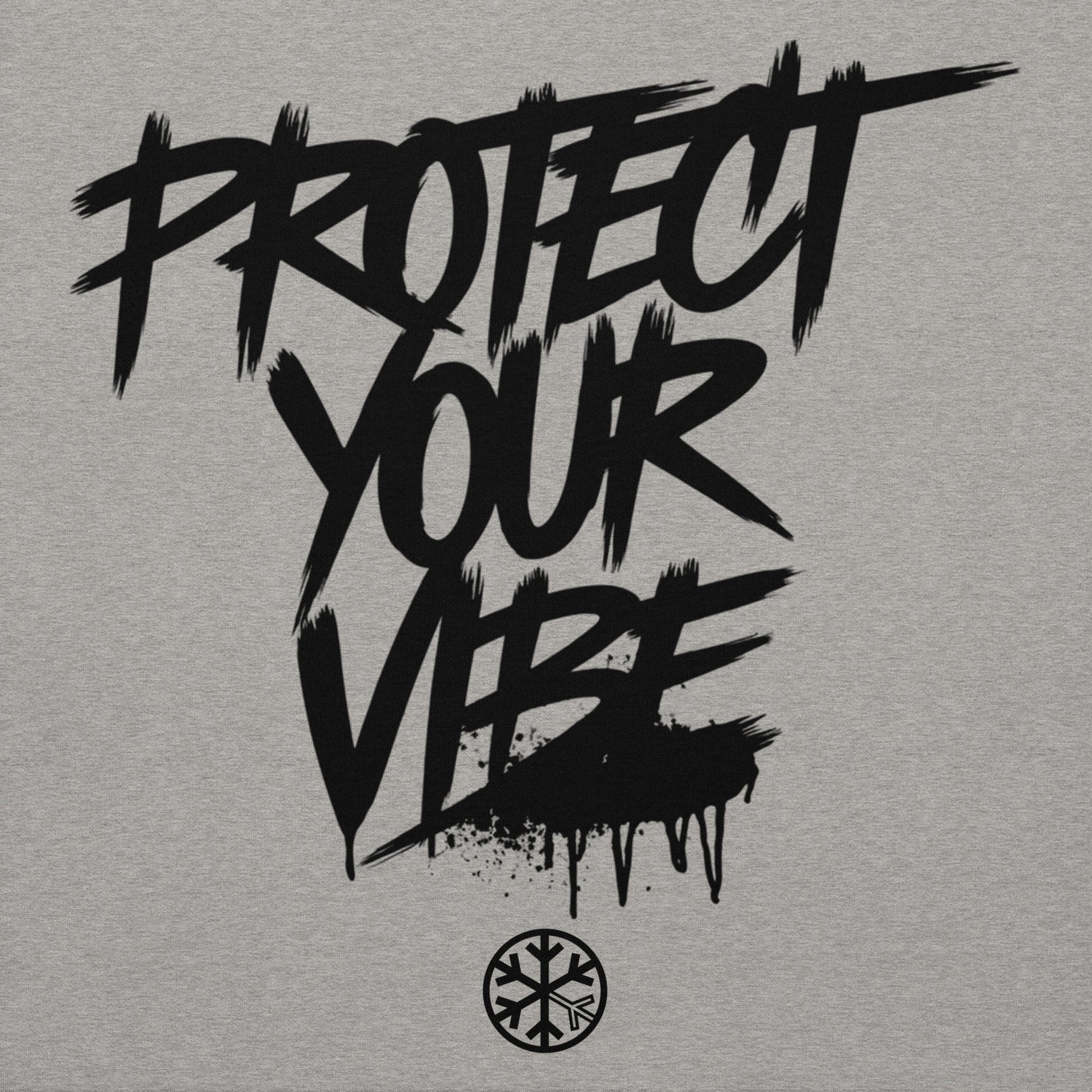 Gray-Protect Your Vibe Graffiti Tag hoodie from B.Different Clothing, graphic, graffiti-inspired streetwear