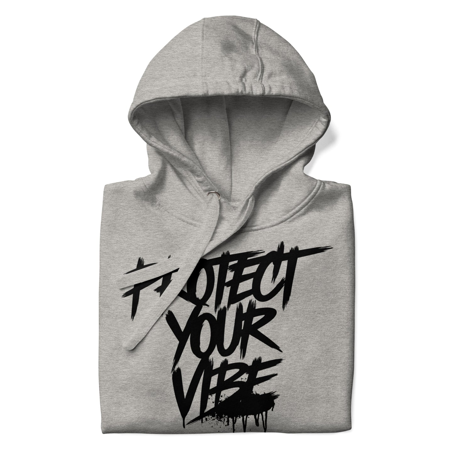 Gray-Protect Your Vibe Graffiti Tag hoodie from B.Different Clothing, folded, graffiti-inspired streetwear